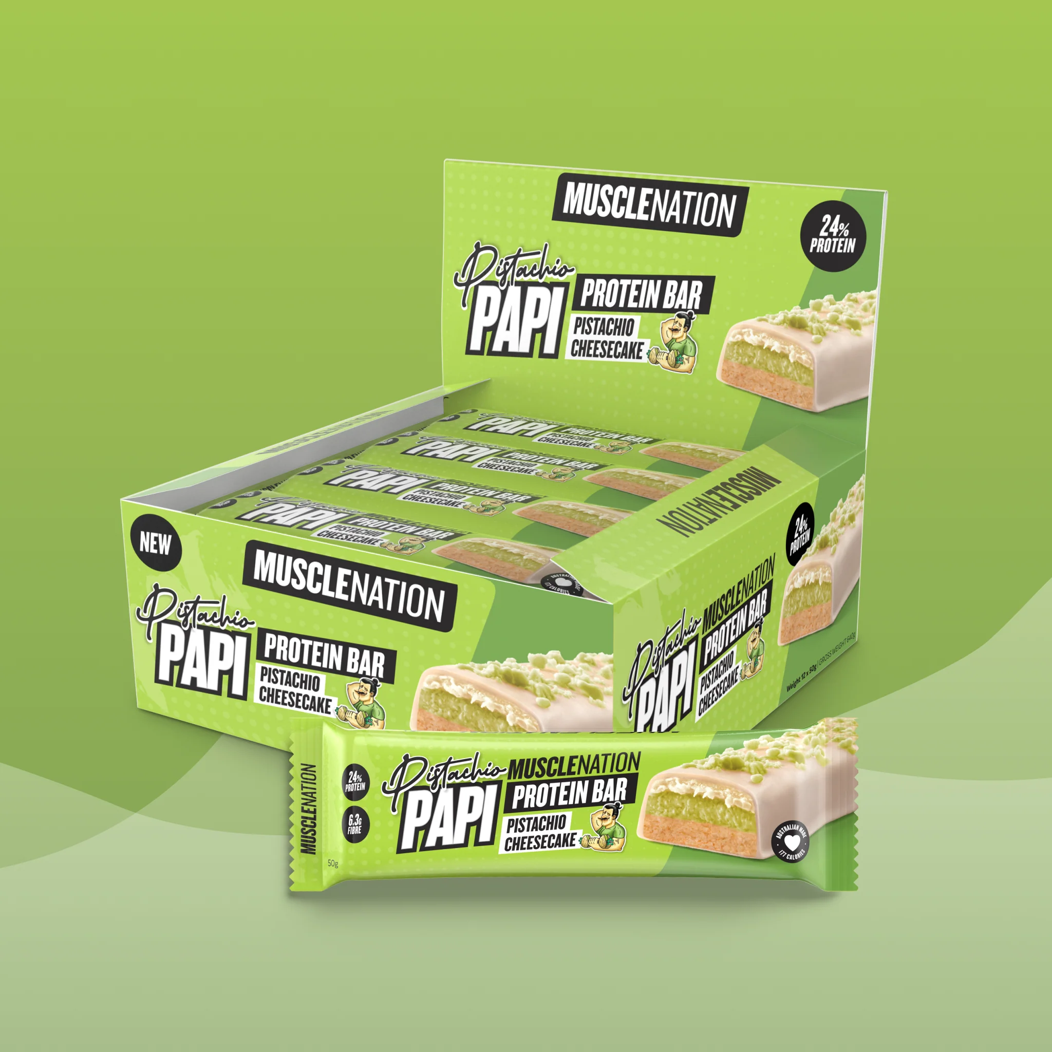 MN x PISTACHIO PAPI Protein Bar - Pistachio Cheesecake - Box of 12
