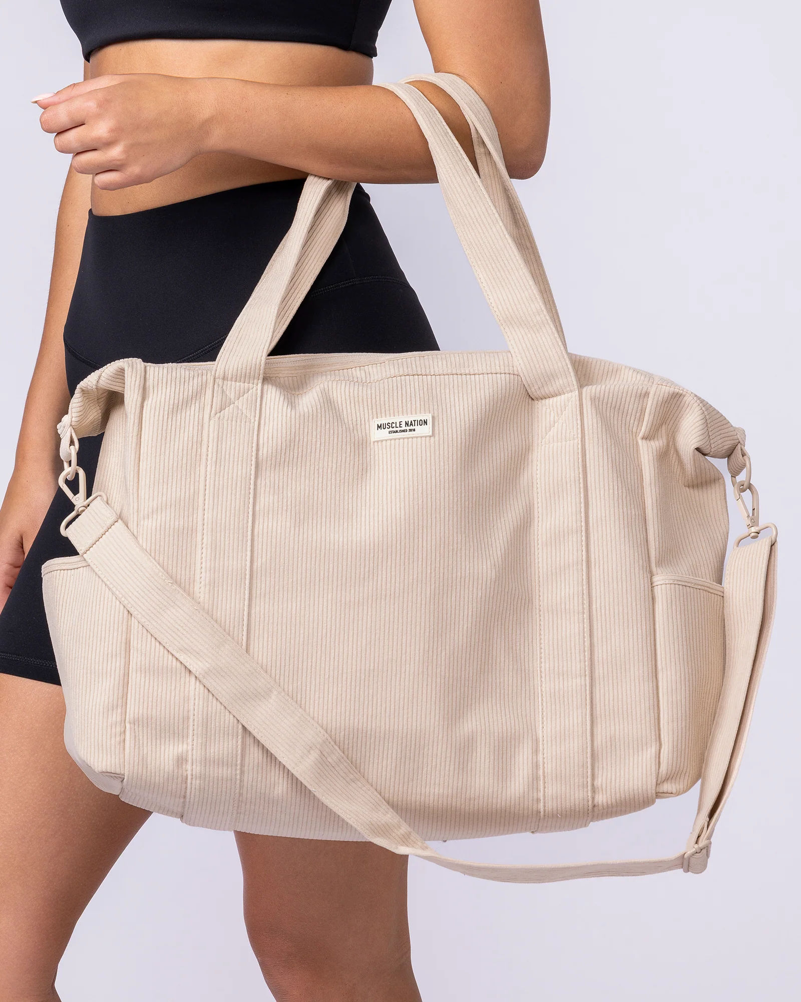 Muscle Nation Corduroy Tote Bag - Soft Beige