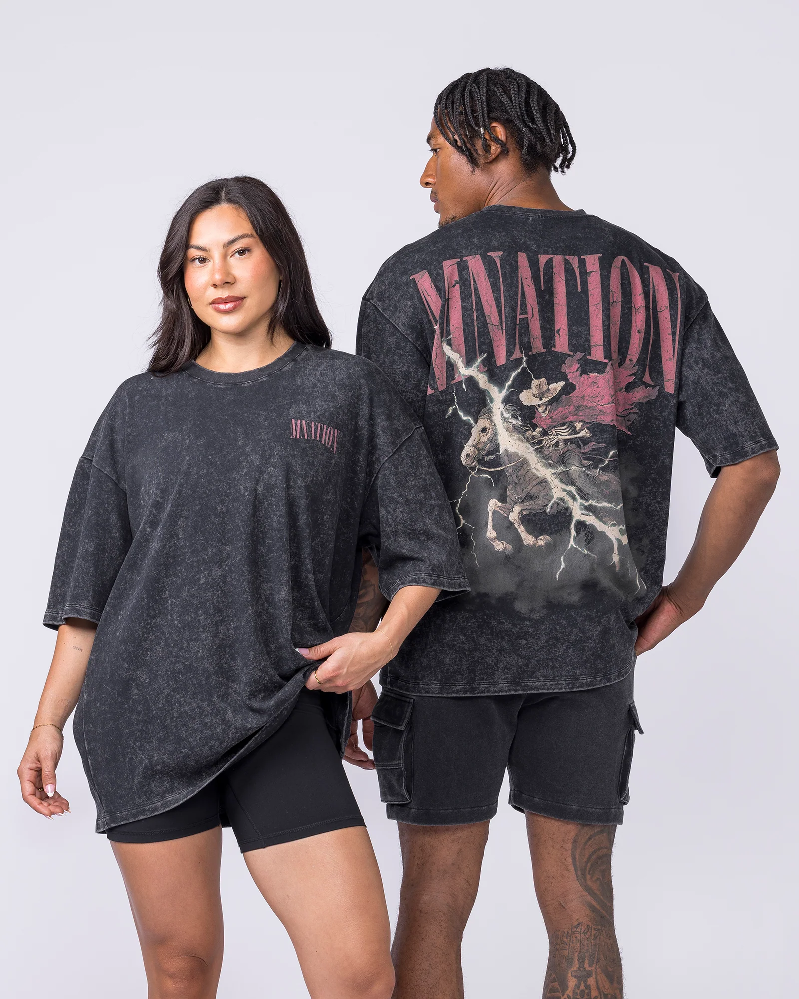 Night Rider Vintage Oversized Tee - Washed Black - Image 7