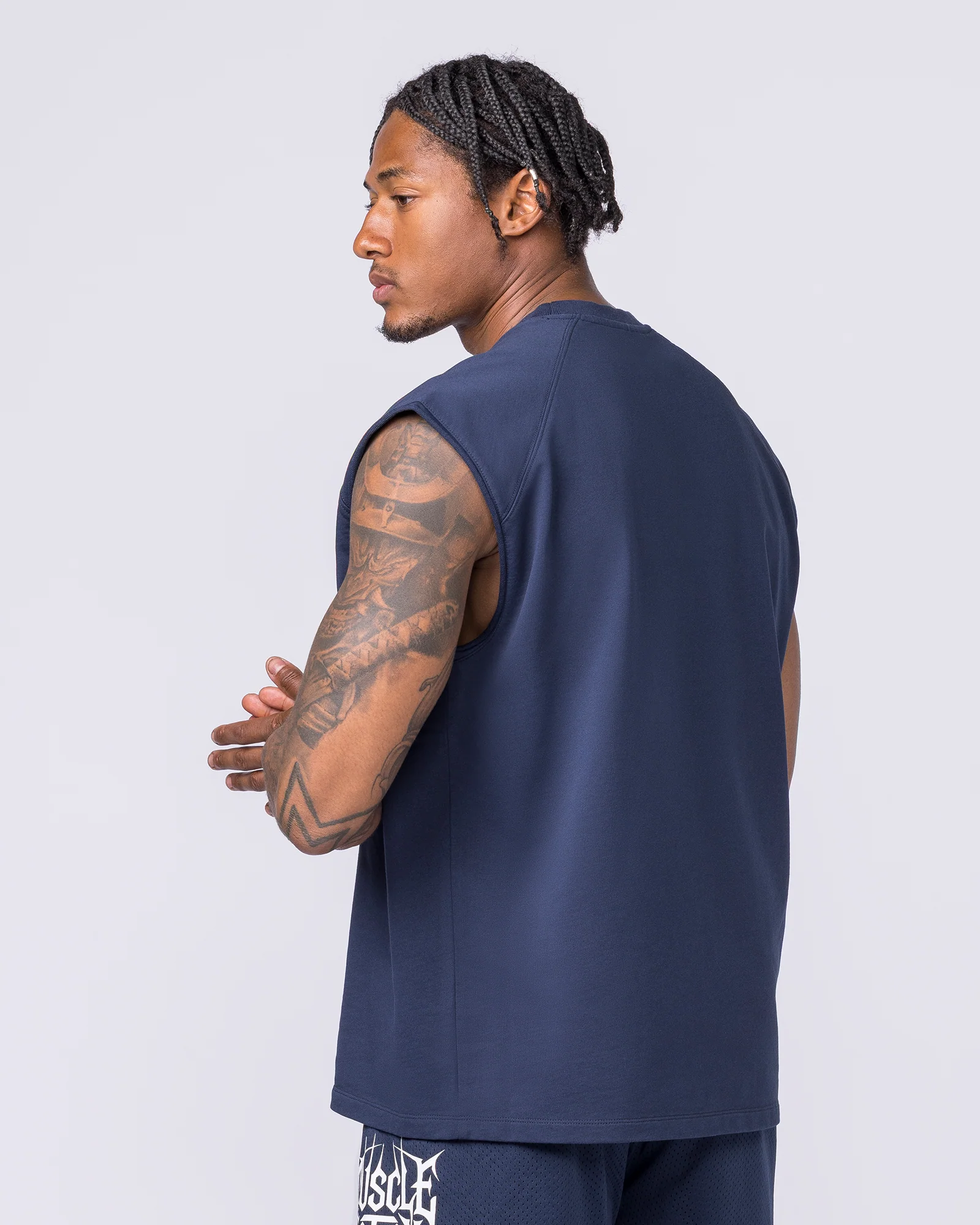 Off Duty Boxy Muscle Tank - Navy - Image 3