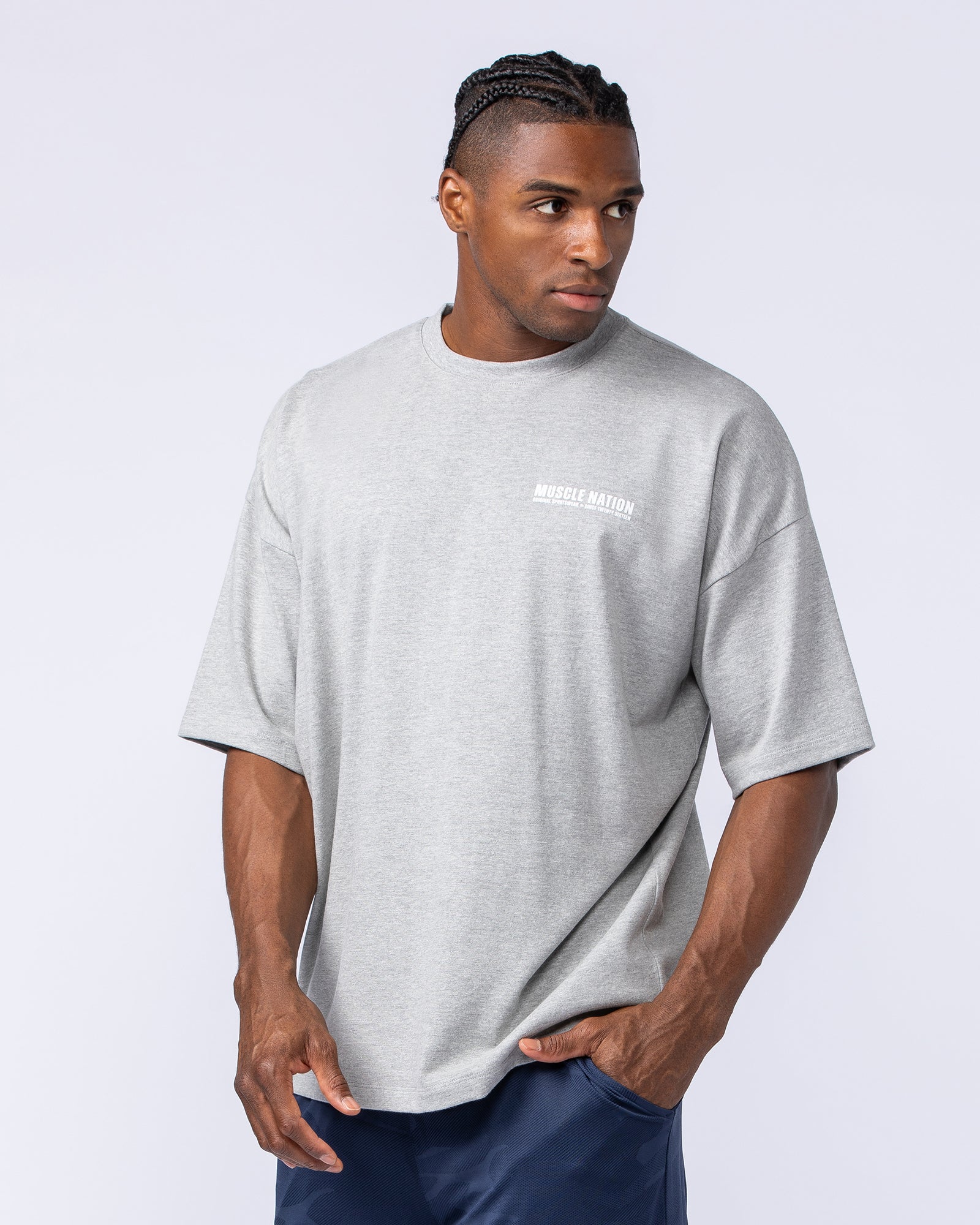 Original Oversized Boxy Tee - Grey Marl - Image 3