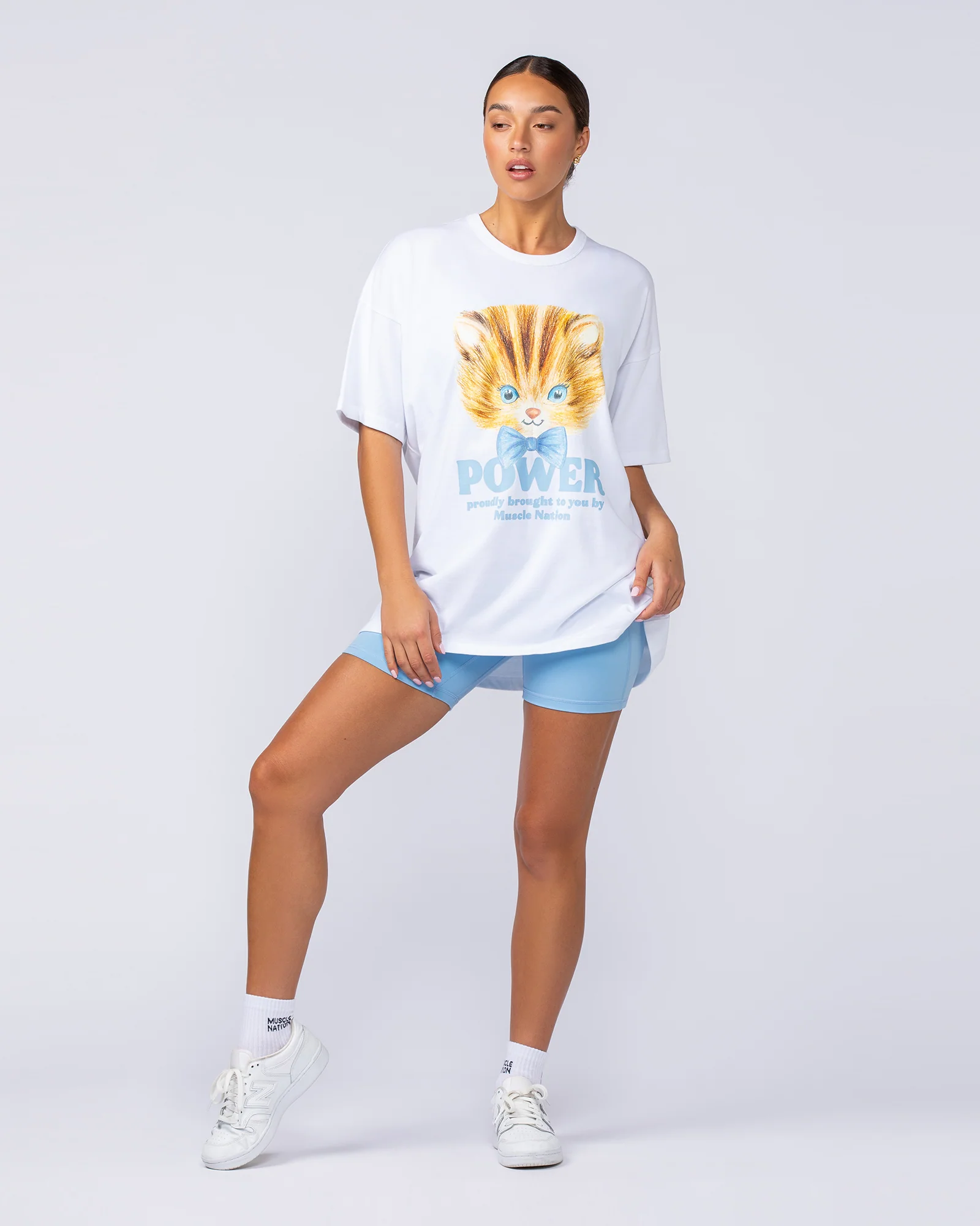 P Power Oversized Tee - White - Image 6