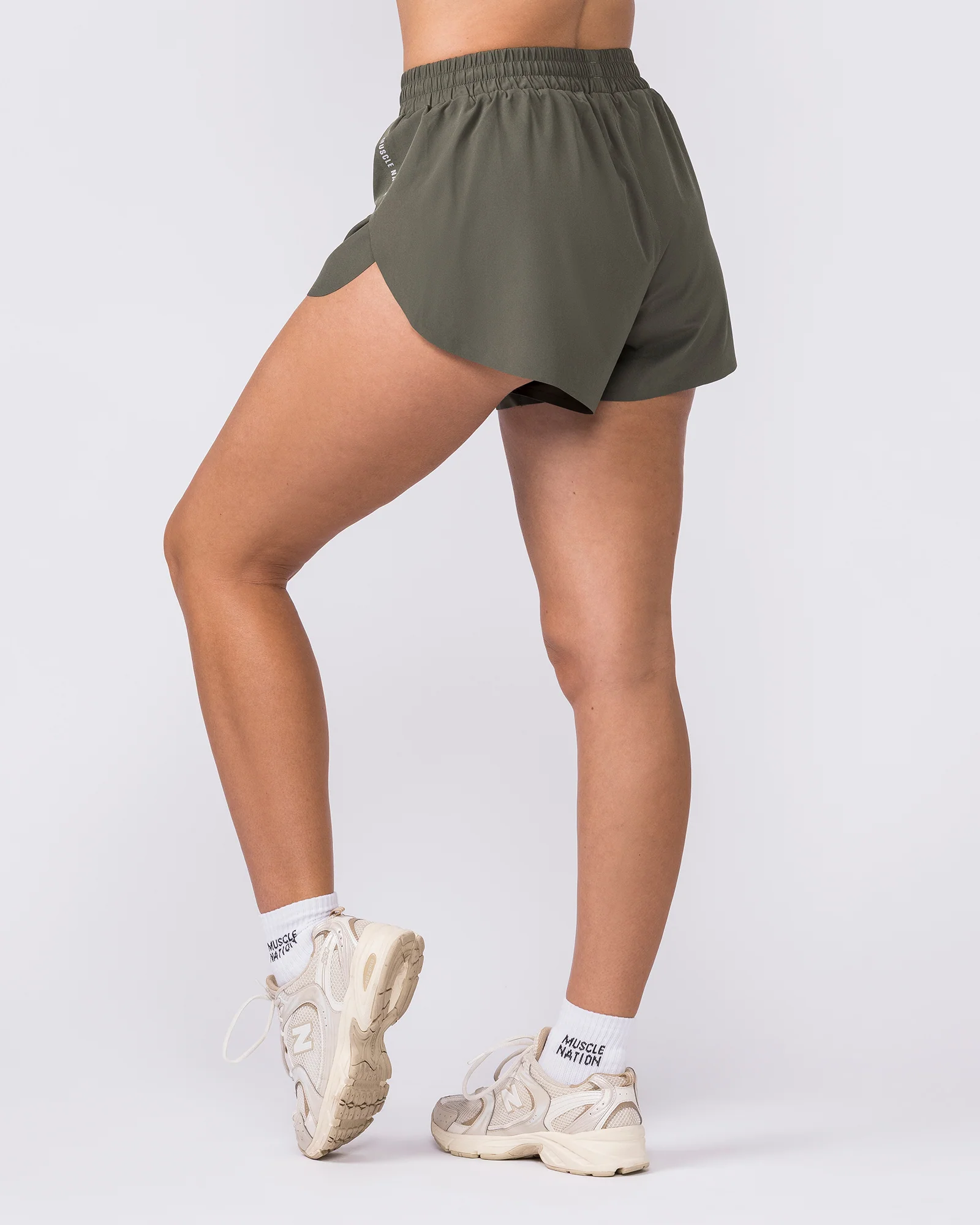 Pace High-Waisted Run Shorts - Dark Khaki - Image 8
