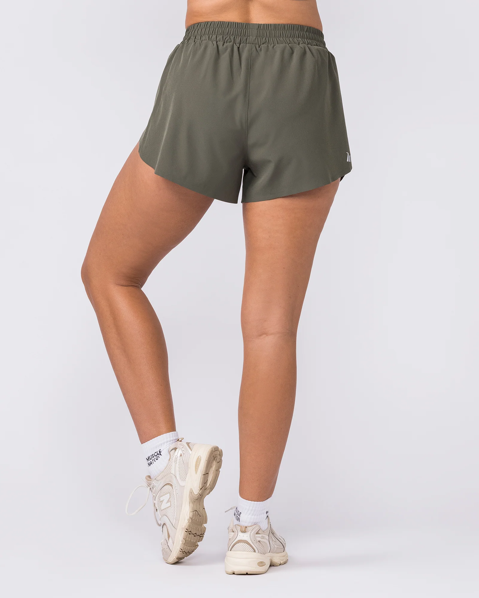 Pace High-Waisted Run Shorts - Dark Khaki - Image 9