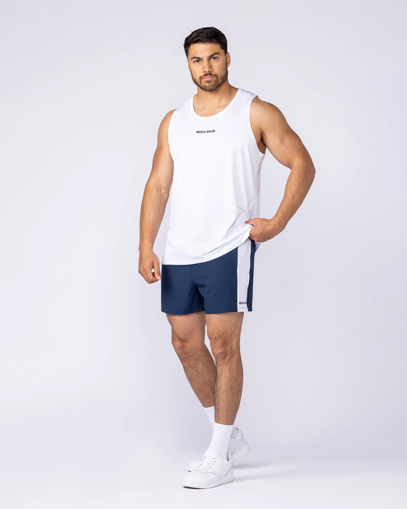 Panelled Function 4" Shorts - Navy - Image 6