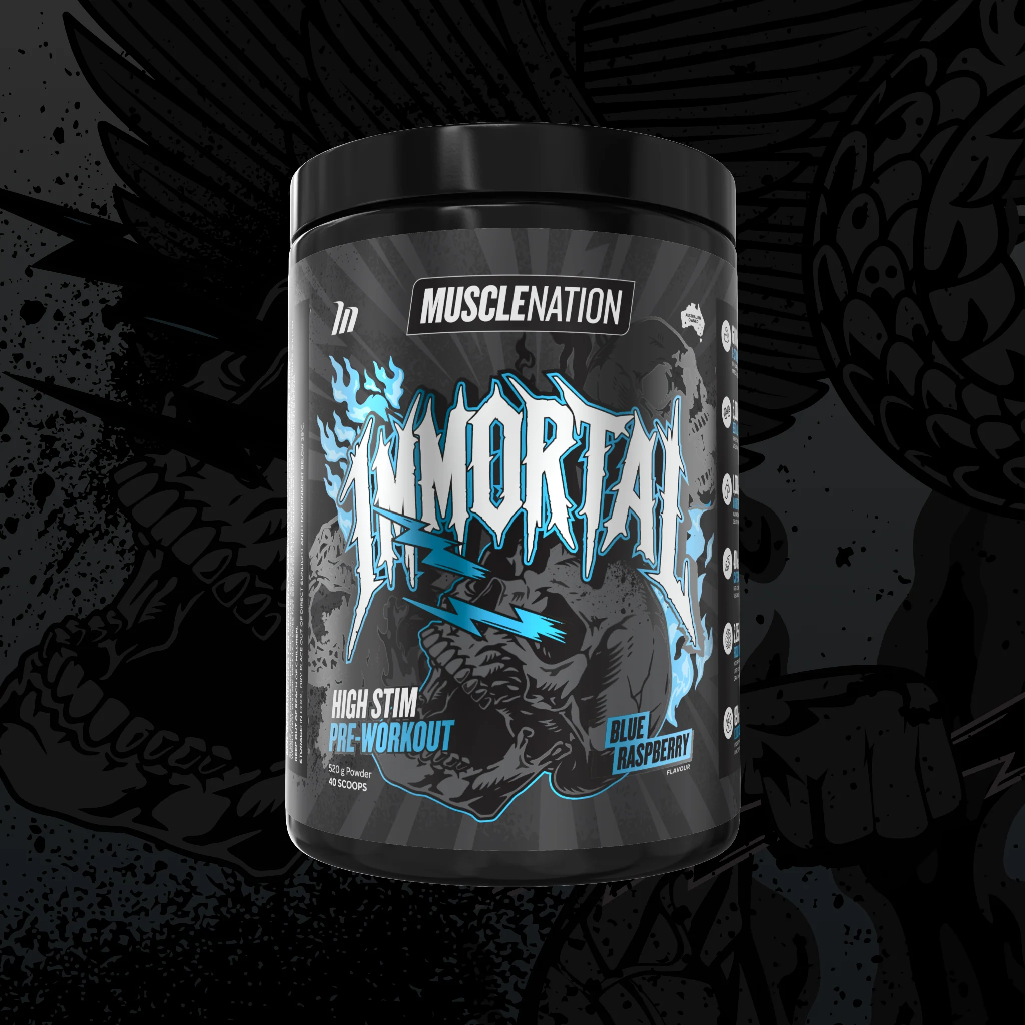 IMMORTAL Pre-Workout - Blue Raspberry - 40 serves