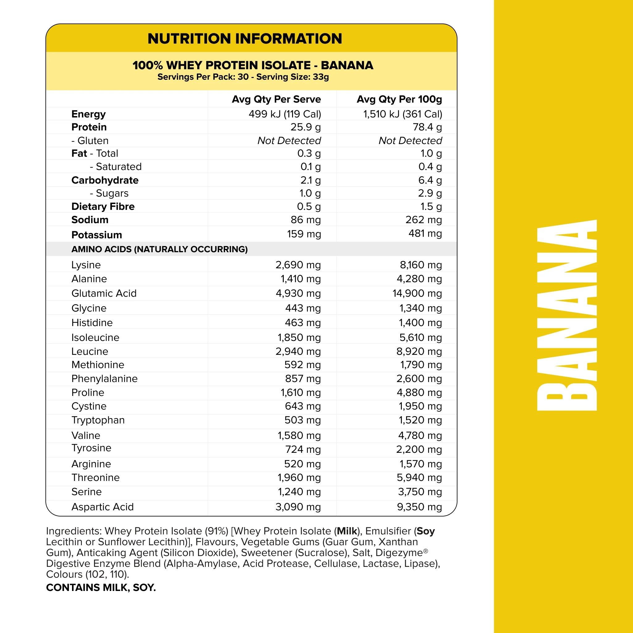 WHEY Protein Isolate - Banana - 30 serves - Image 3
