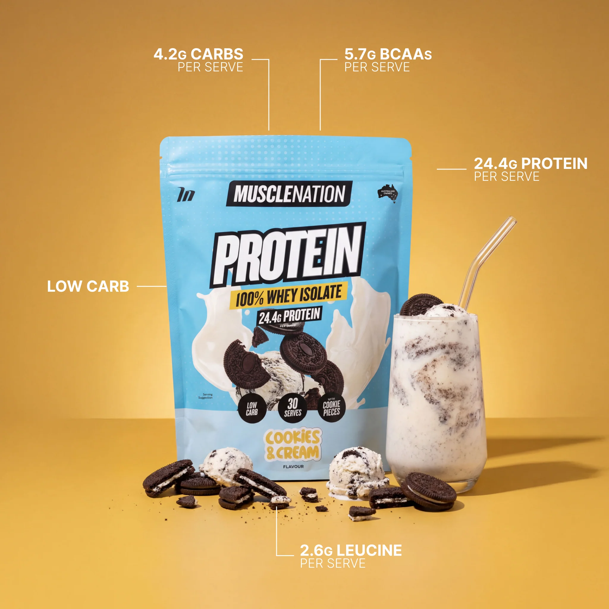 WHEY Protein Isolate - Cookies & Cream - 30 serves - Image 2