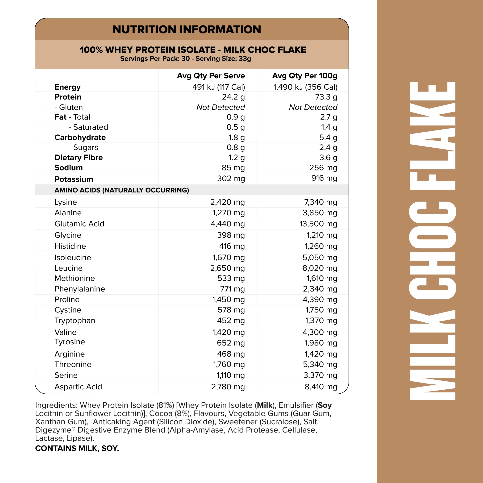 WHEY Protein Isolate - Milk Choc Flake - 30 serves - Image 2