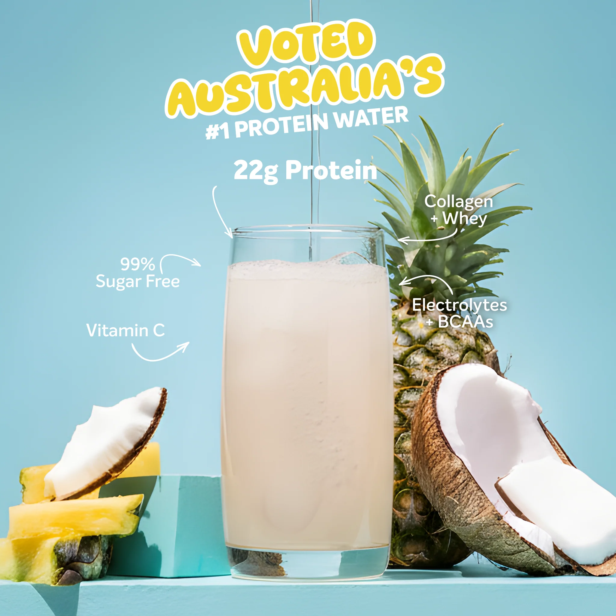 PROTEIN WATER - Coconut Pineapple - 25 serves - Image 2