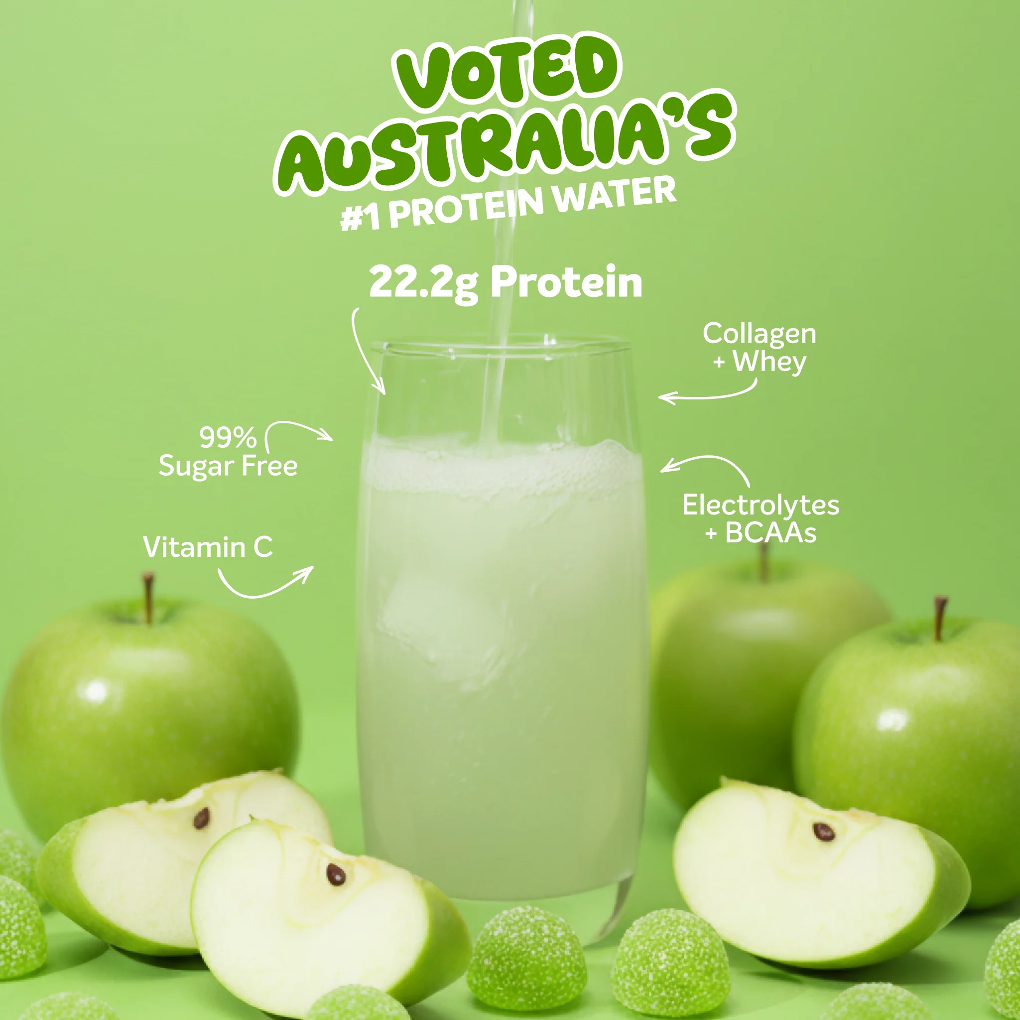 PROTEIN WATER - Sour Apple - 25 serves - Image 2
