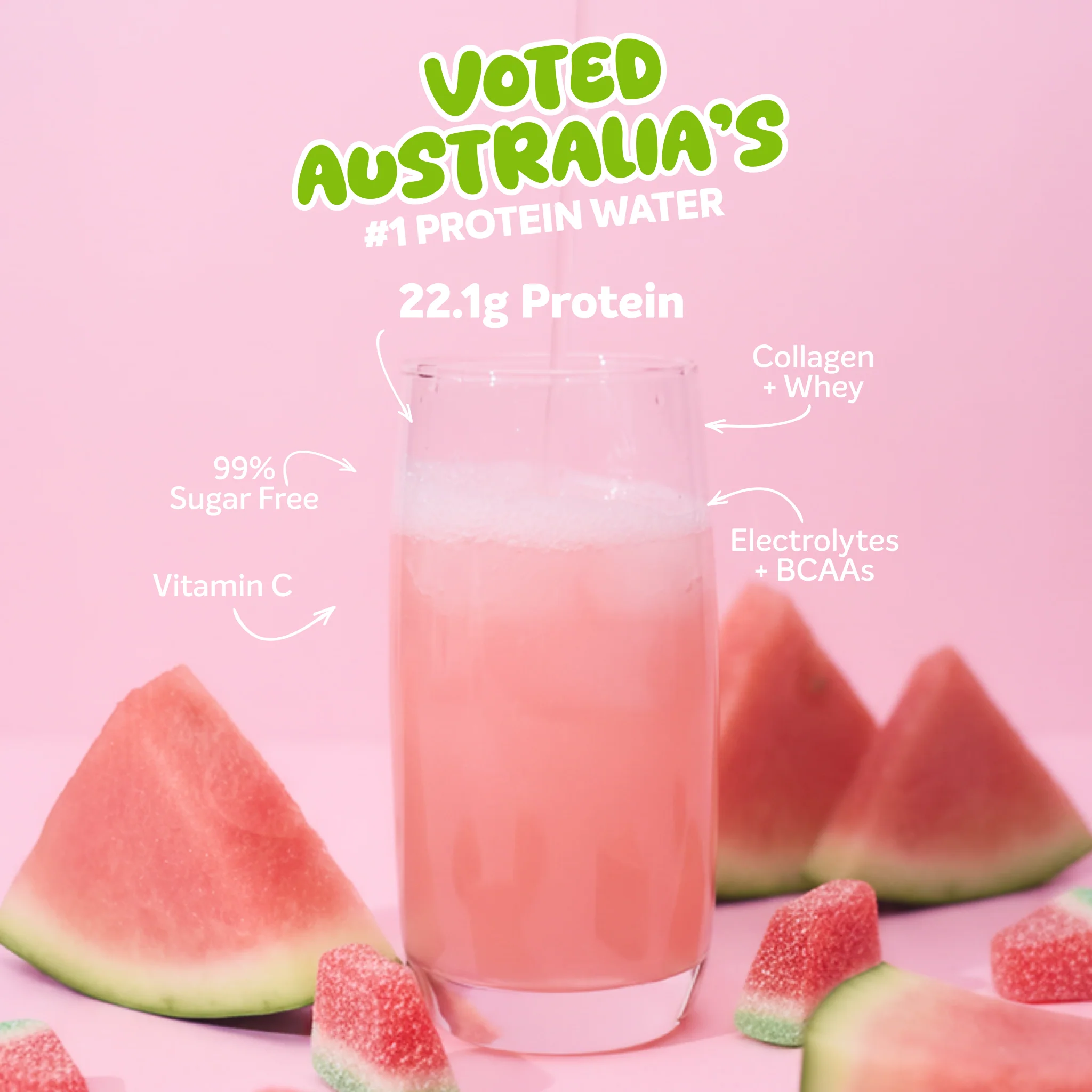 PROTEIN WATER - Sour Watermelon - 25 serves - Image 2