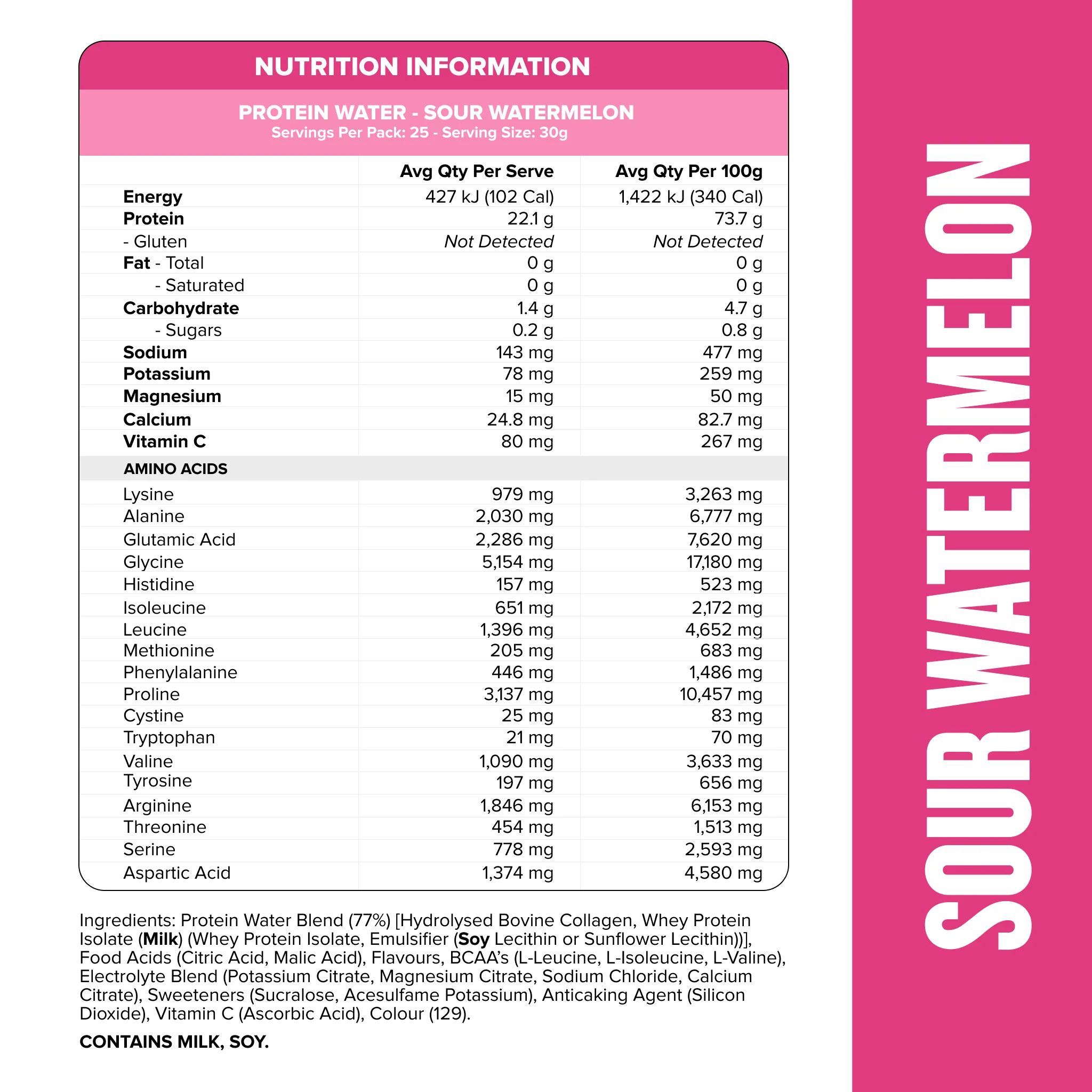 PROTEIN WATER - Sour Watermelon - 25 serves - Image 3