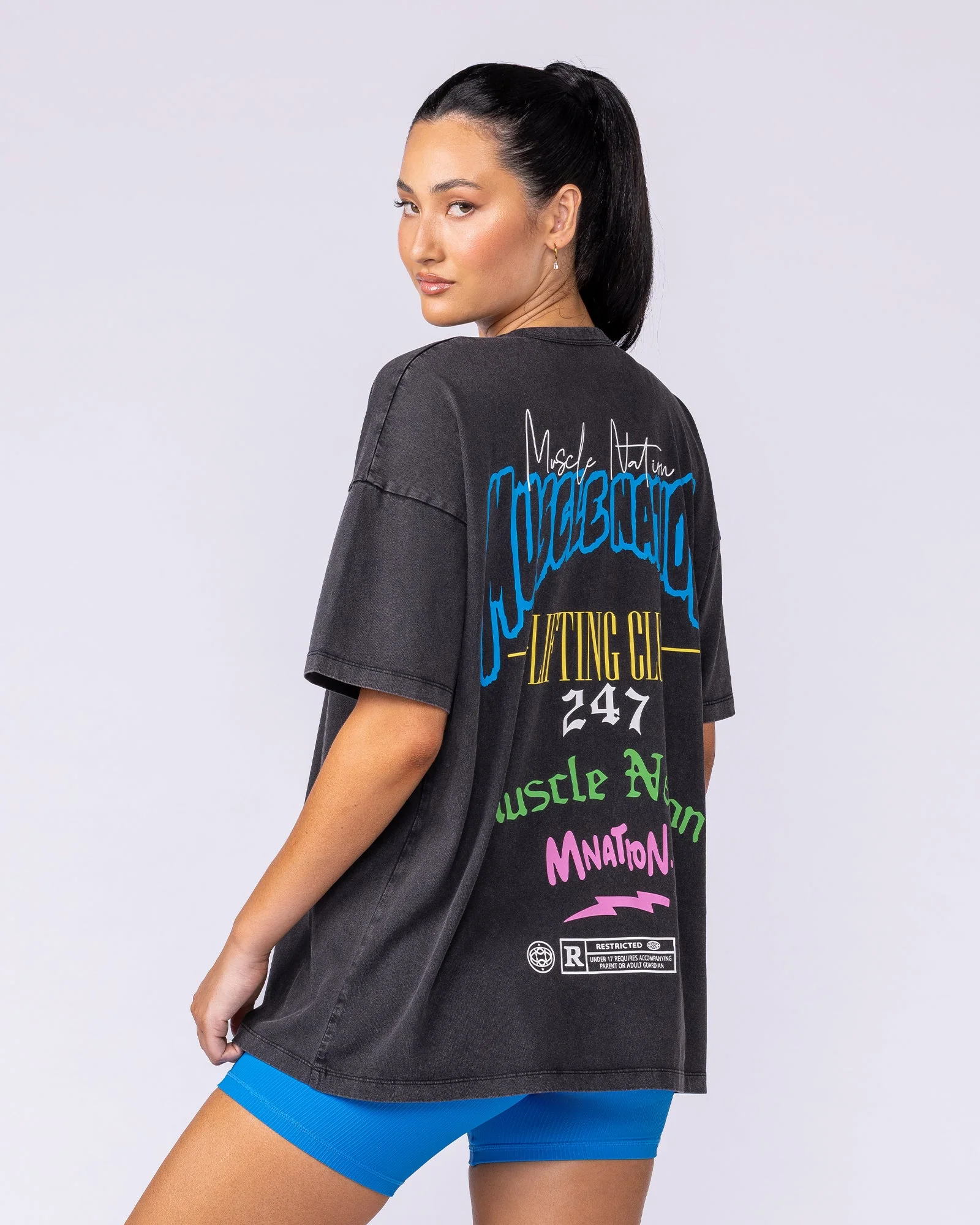 Rated R Oversized Vintage Tee - Washed Black - Image 2