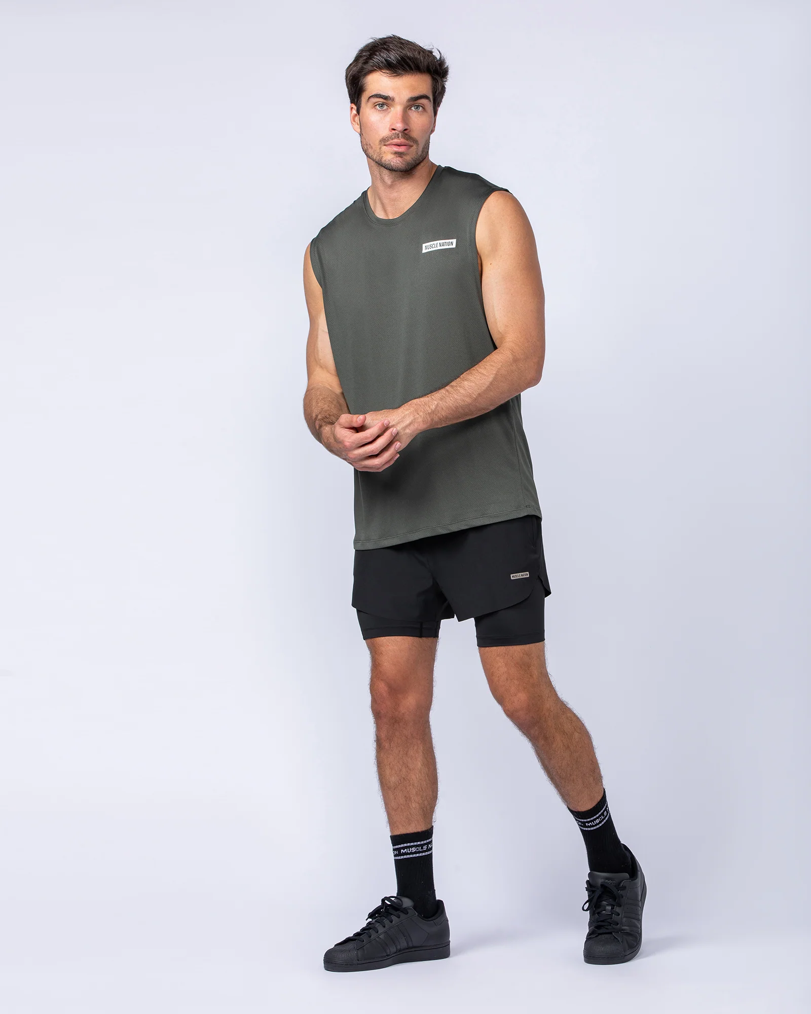 Relaxed Active Tank - Dark Khaki - Image 5