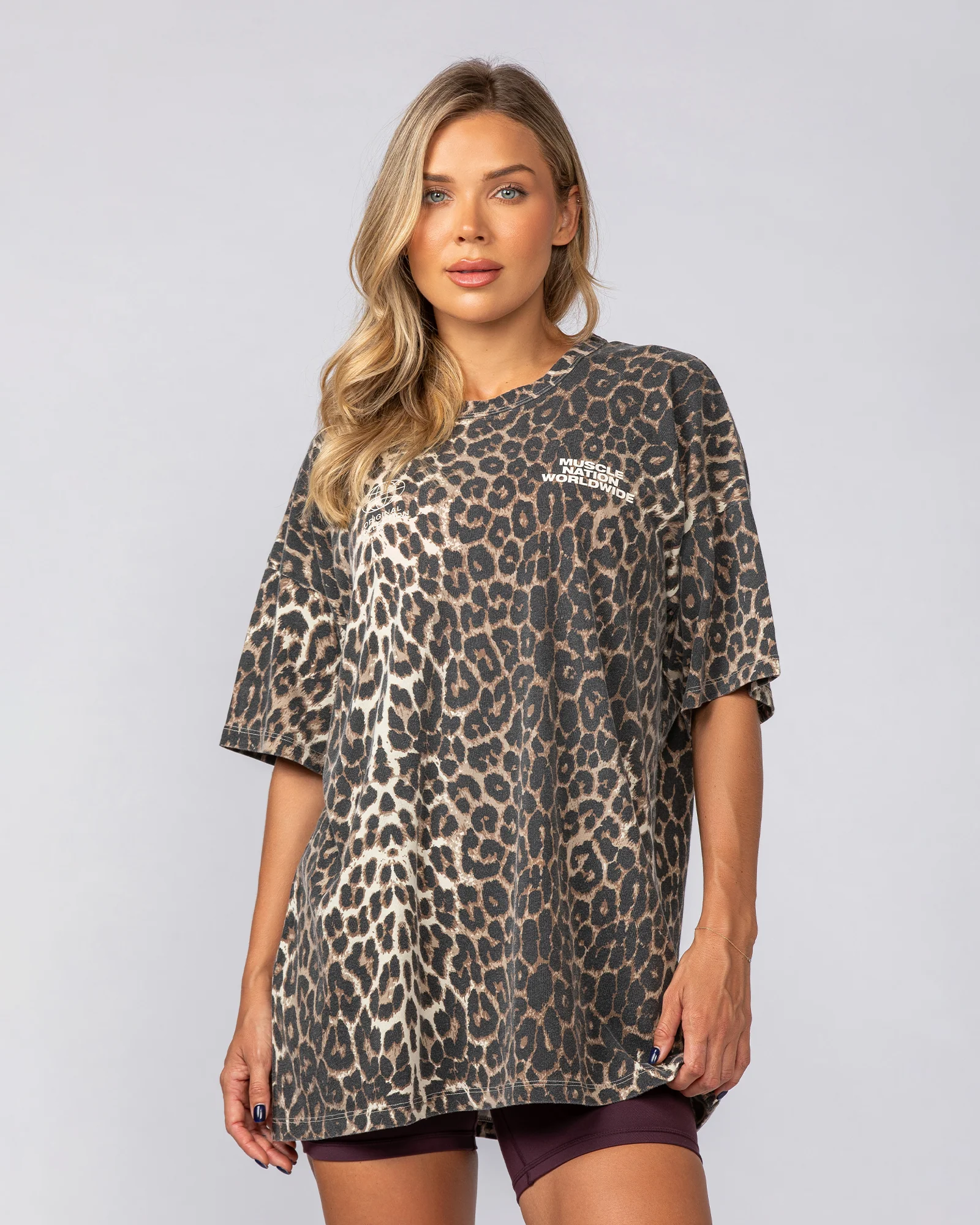 Reputation Oversized Vintage Tee - Washed True Leopard Print - Image 2