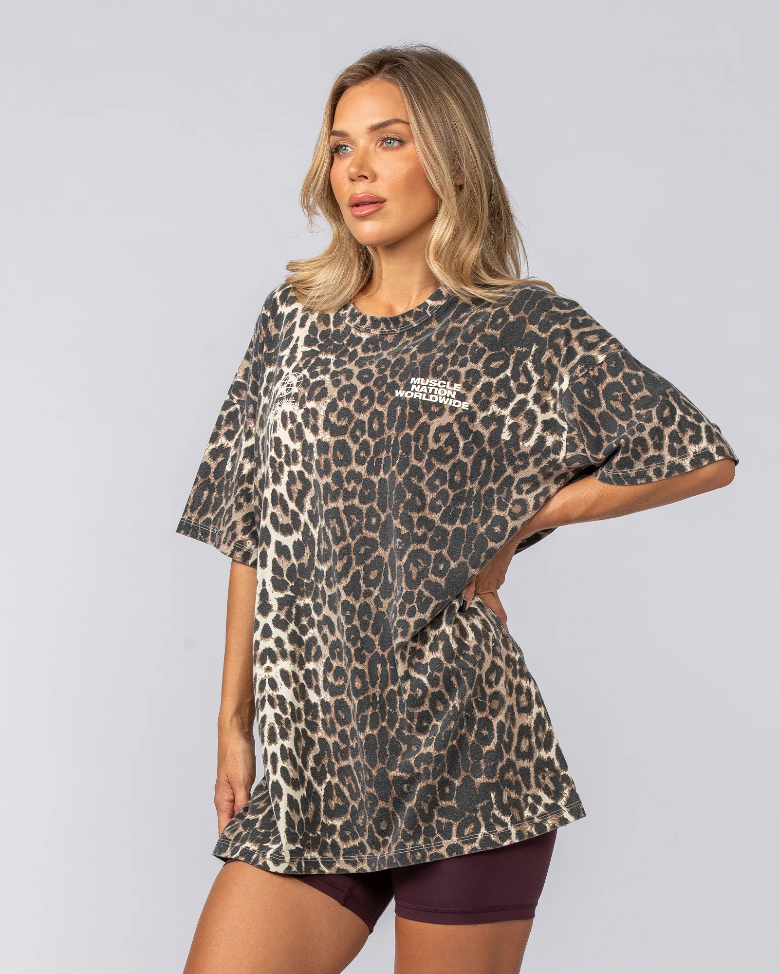 Reputation Oversized Vintage Tee - Washed True Leopard Print - Image 3
