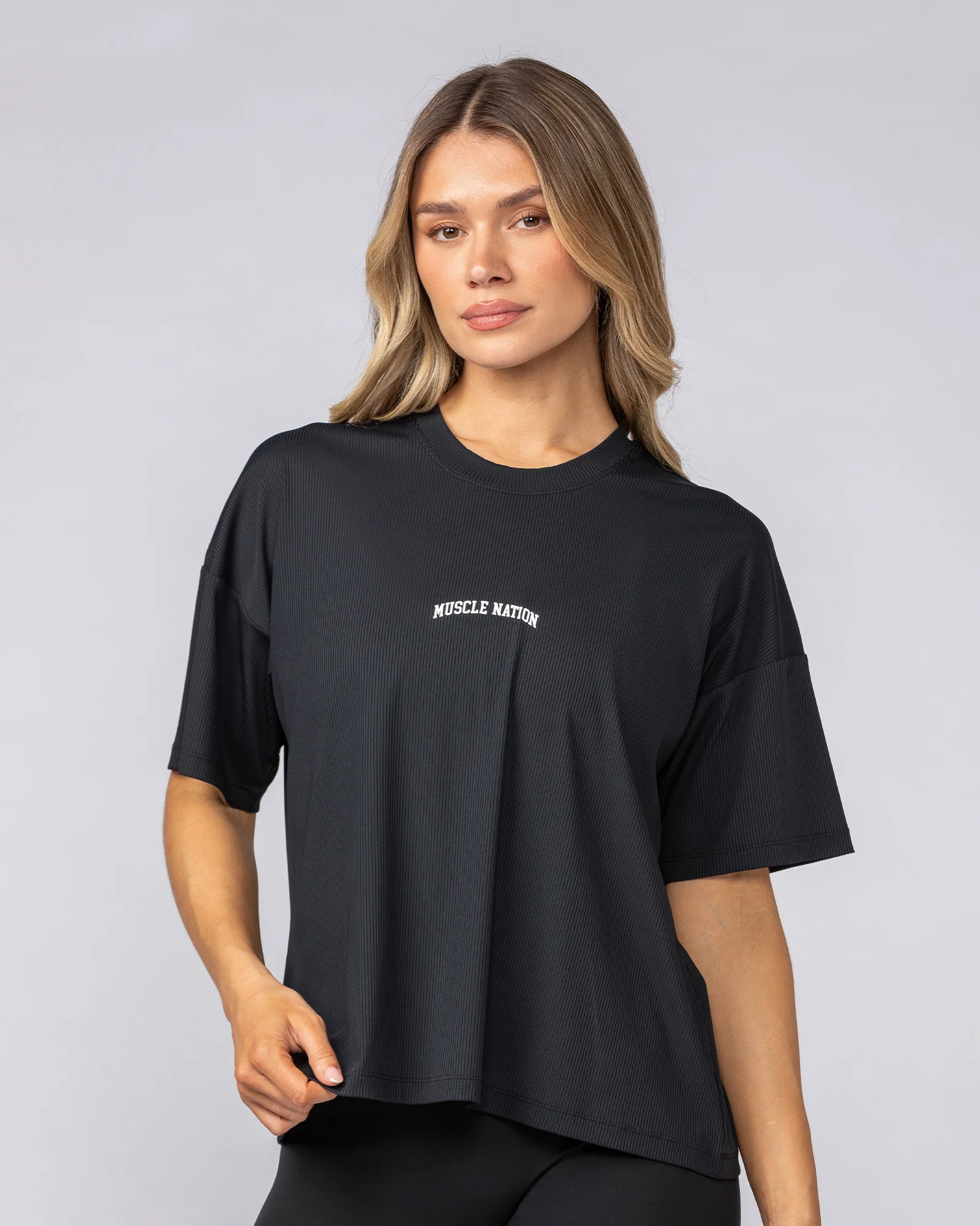 Rib Boxy Training Tee - Black