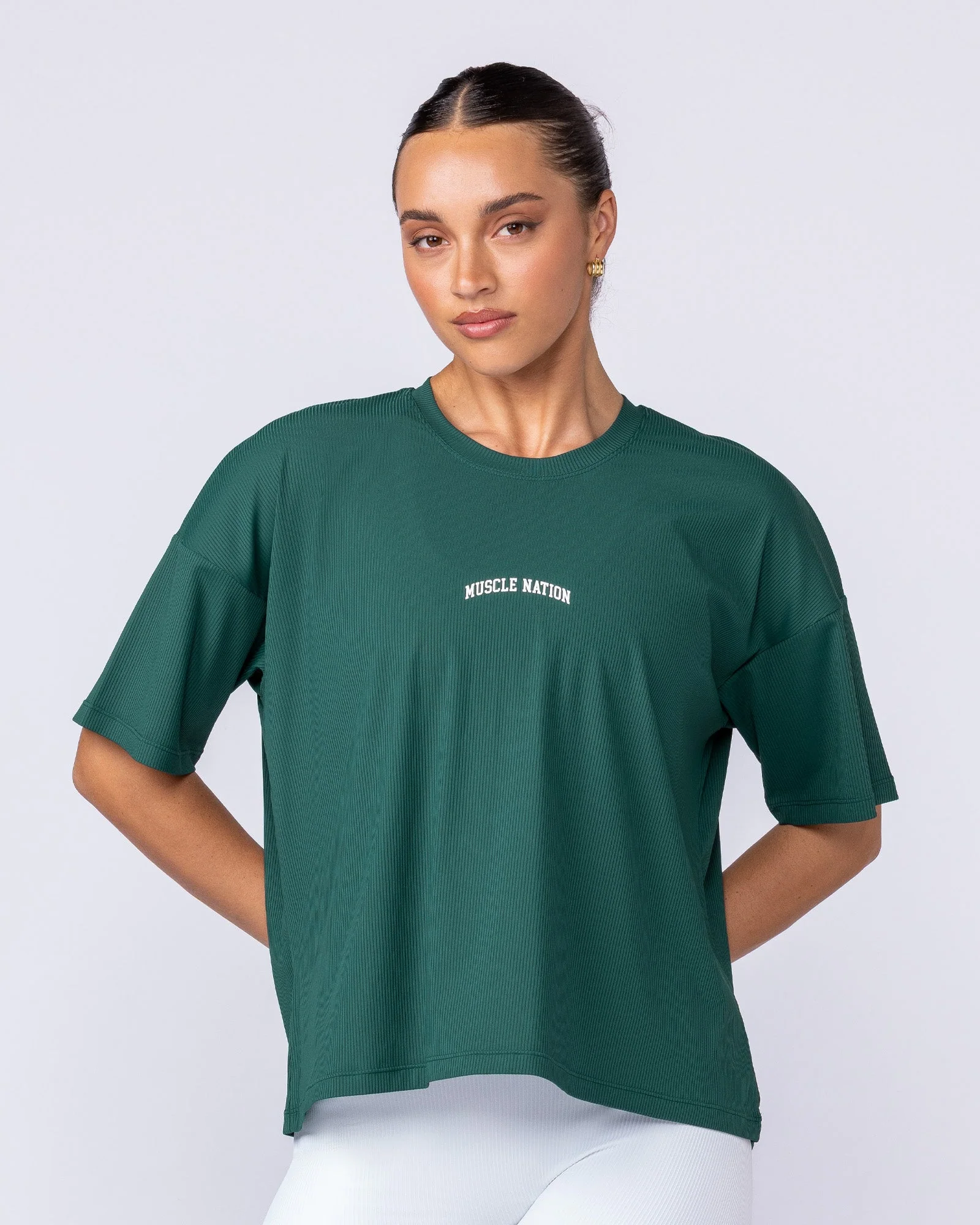 Rib Boxy Training Tee - Evergreen