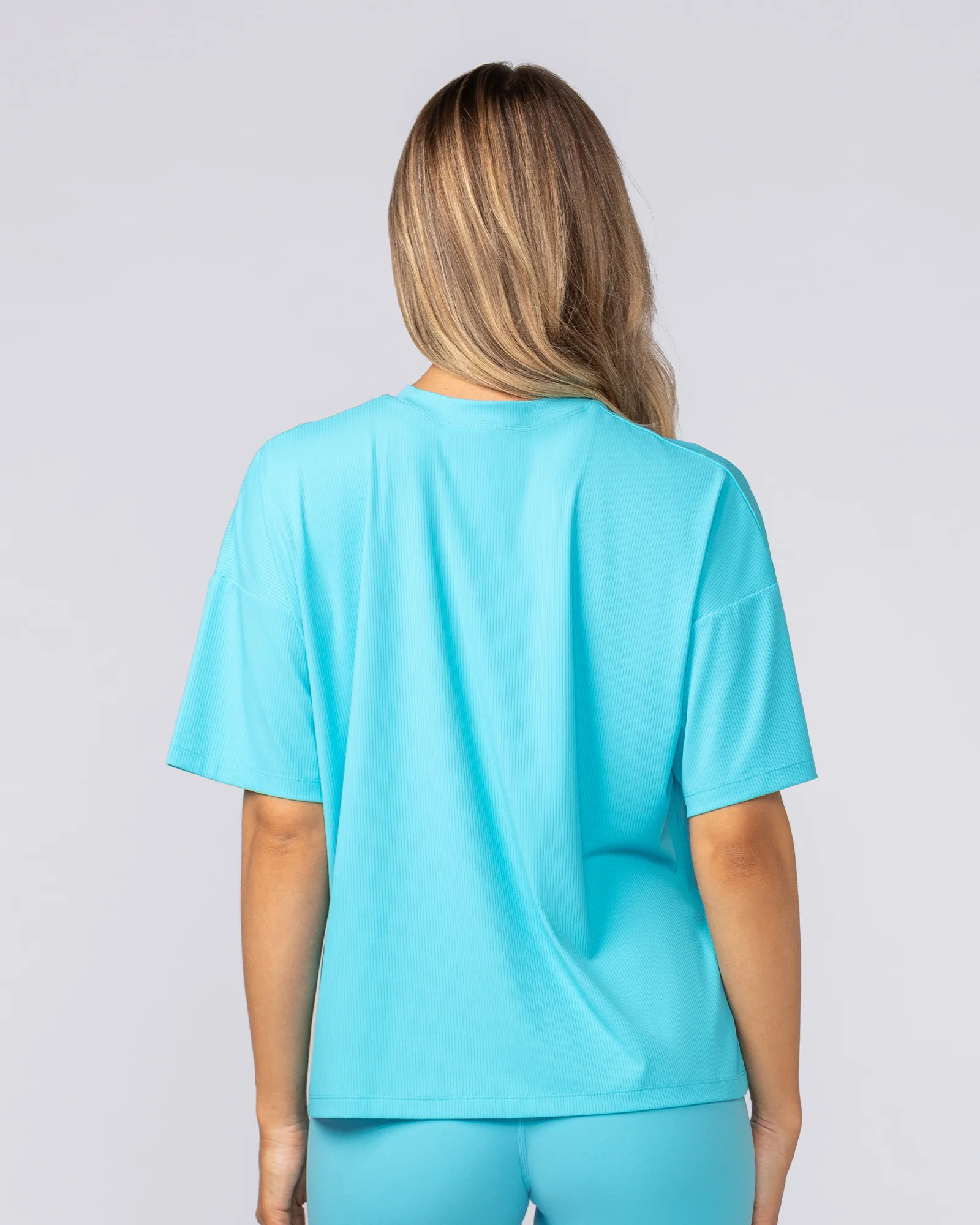 Rib Boxy Training Tee - Oasis Blue - Image 4