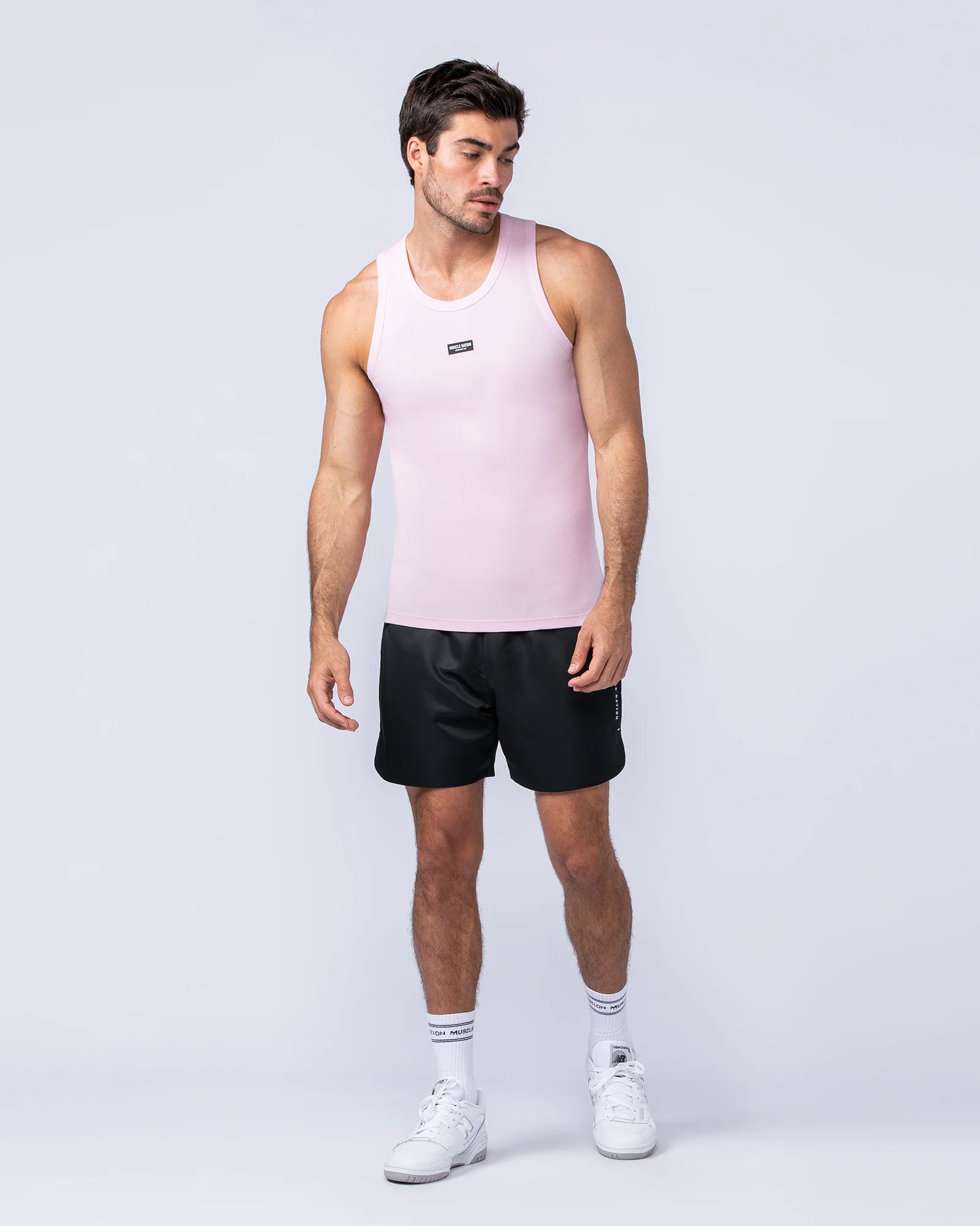 Rib Fitted Training Tank - Soft Pink - Image 5