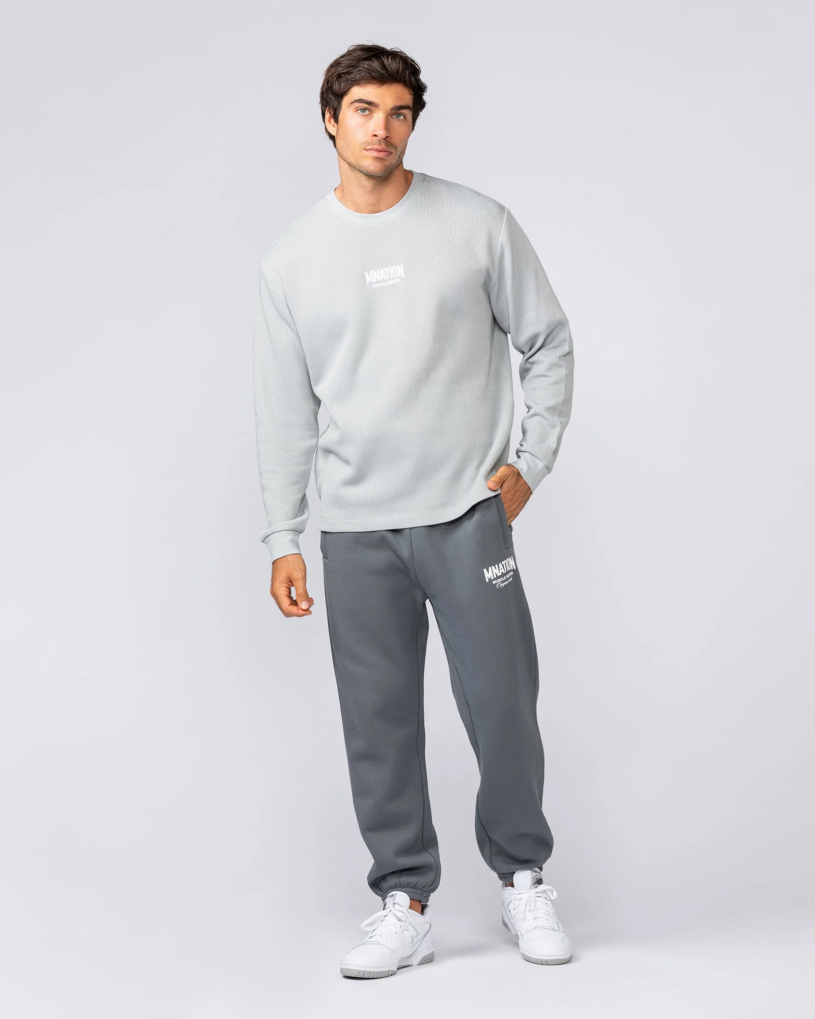 Rib Long Sleeve Tee - Light Grey - Image 6