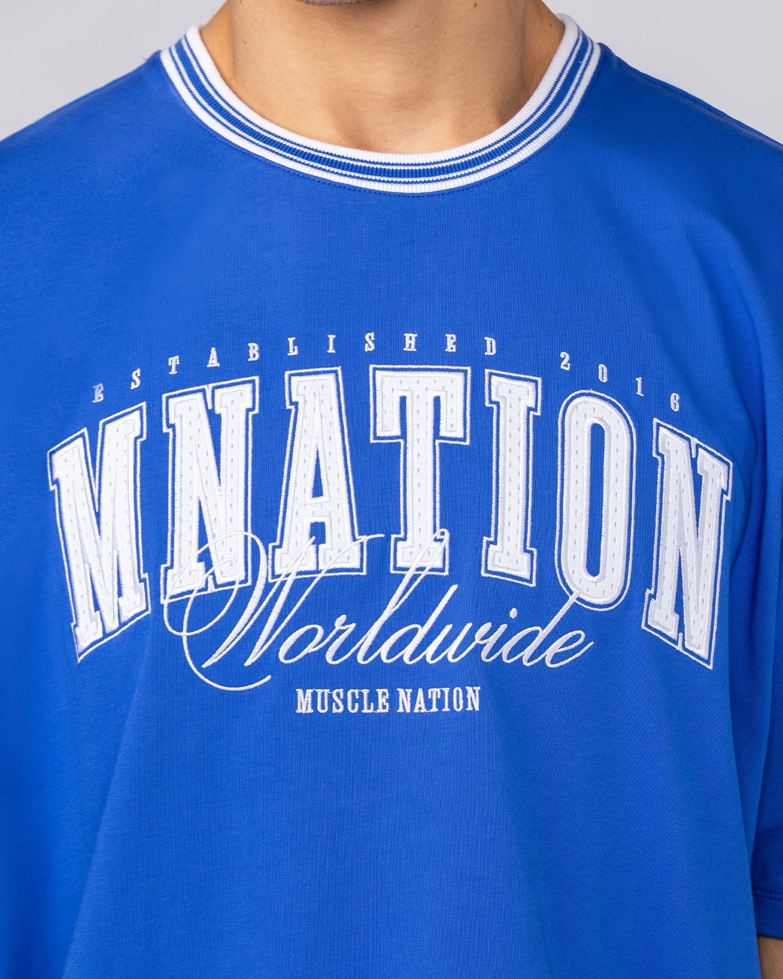 Ringer Oversized Tee - Power Blue - Image 3