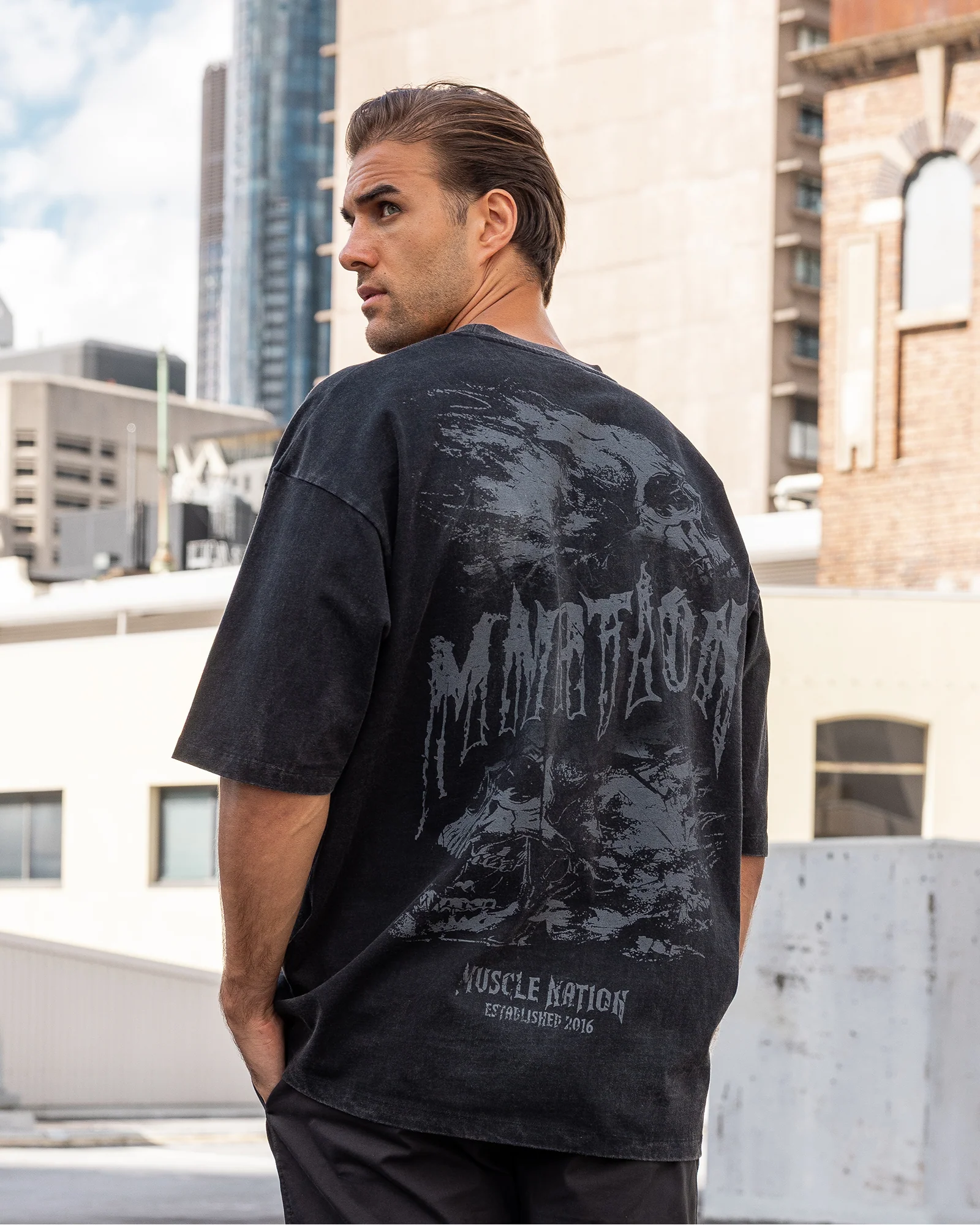 Ruins Oversized Vintage Tee - Washed Black