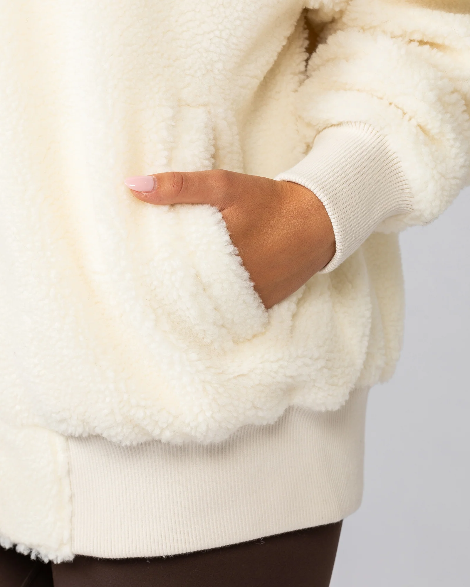 Sherpa Oversized Bomber Jacket - Coconut - Image 7