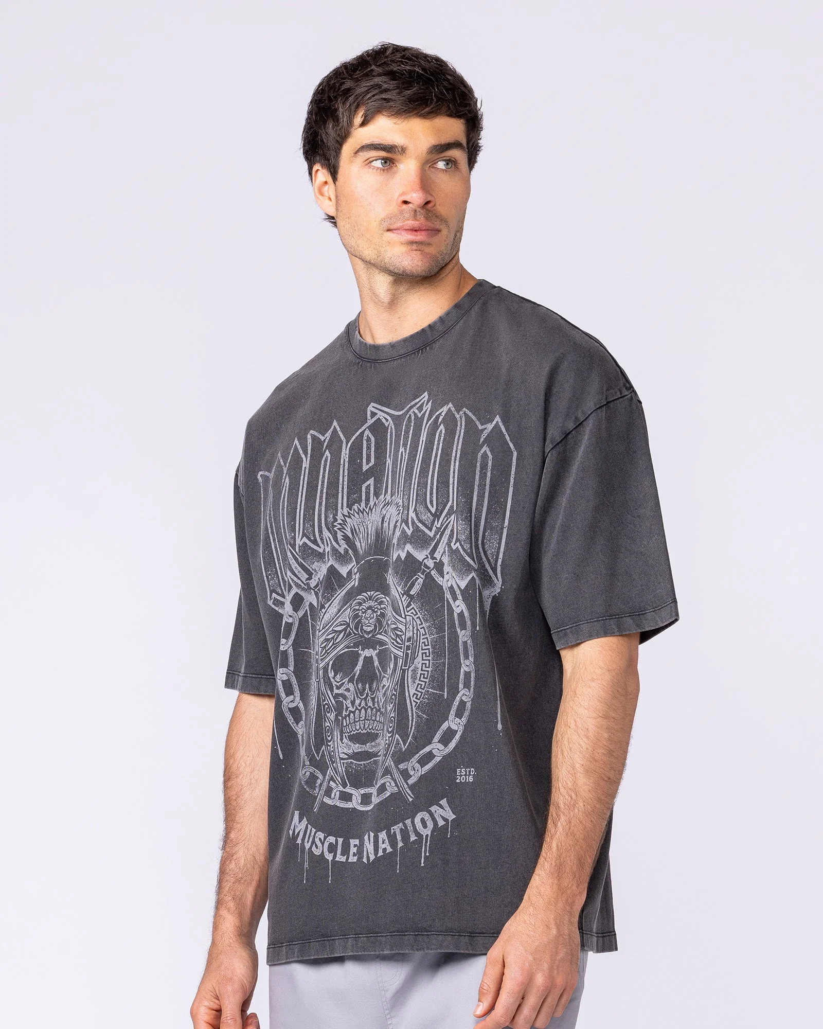Spartan Oversized Vintage Tee - Washed Black - Image 3