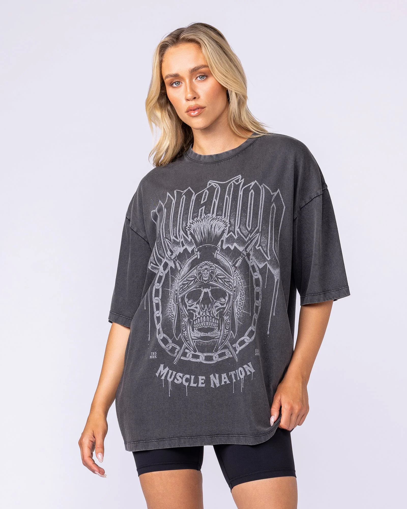 Spartan Oversized Vintage Tee - Washed Black - Image 7