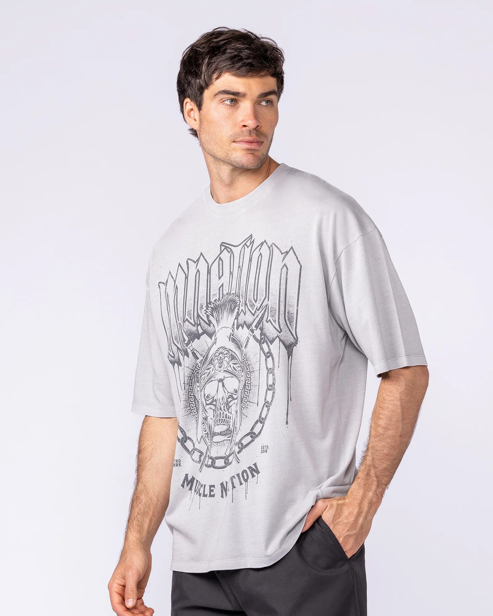 Spartan Oversized Vintage Tee - Washed Quiet Grey - Image 3