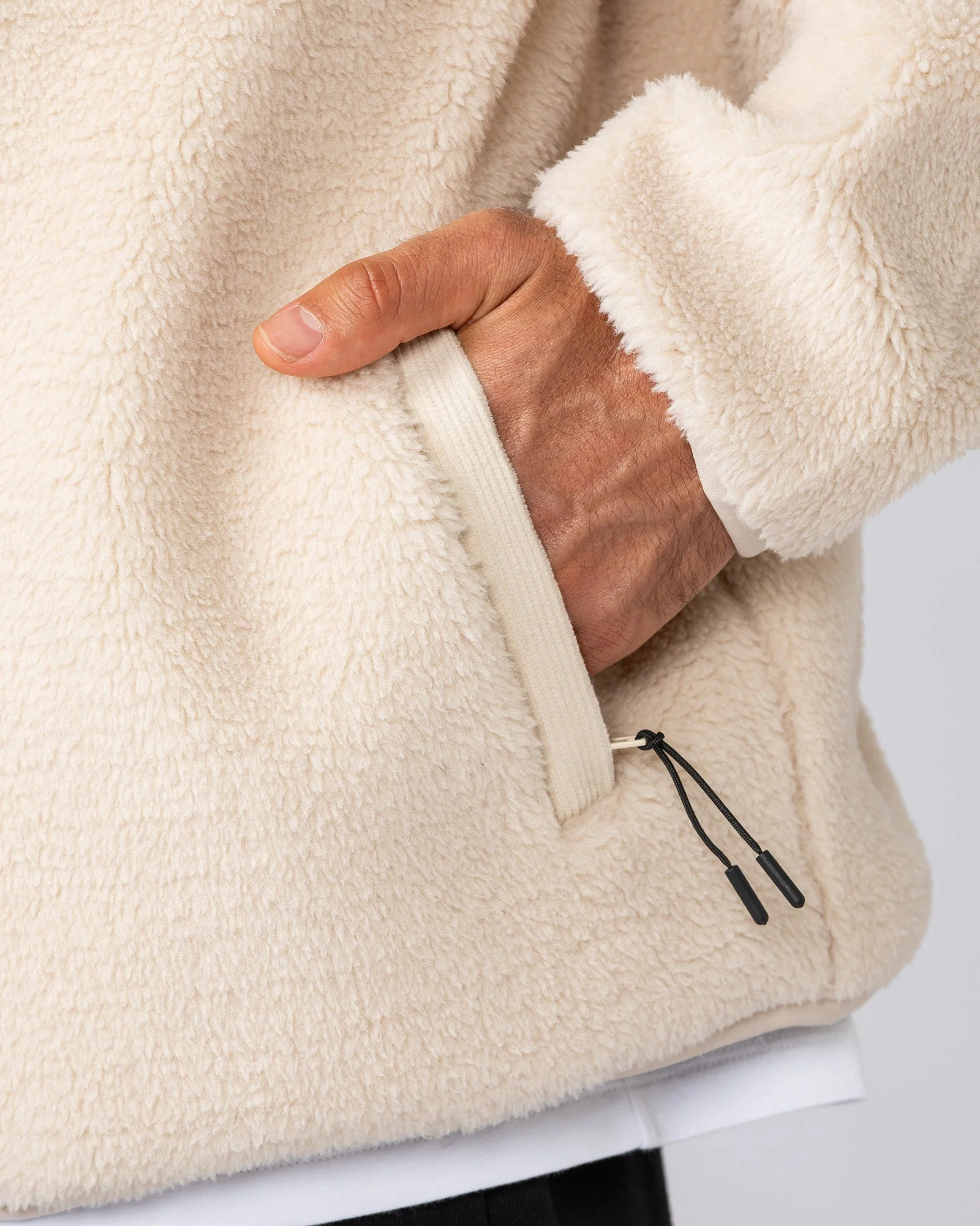 Staple Sherpa Zip Through Jacket - Cream - Image 6