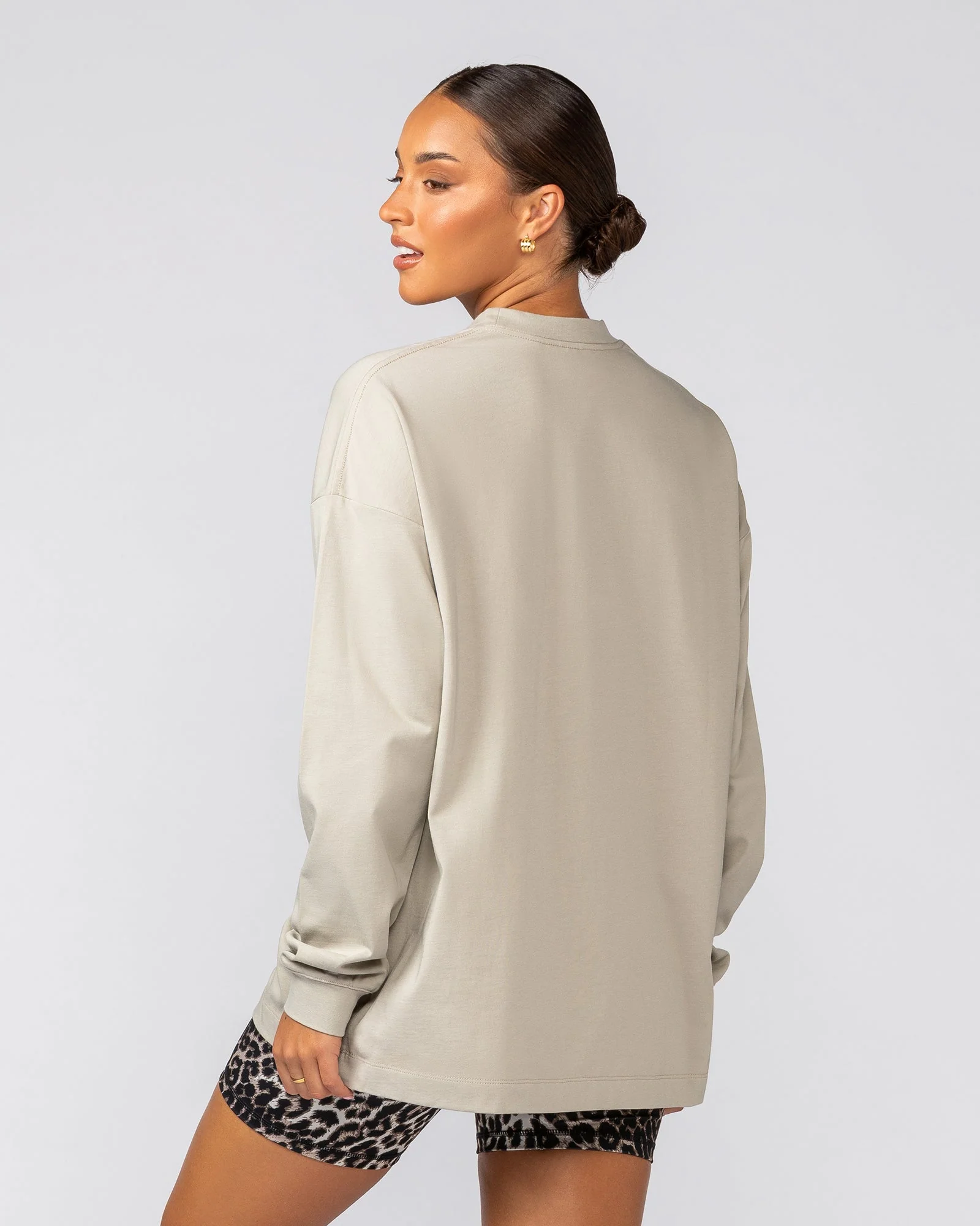 Stats Oversized Long Sleeve Tee - Stone - Image 4