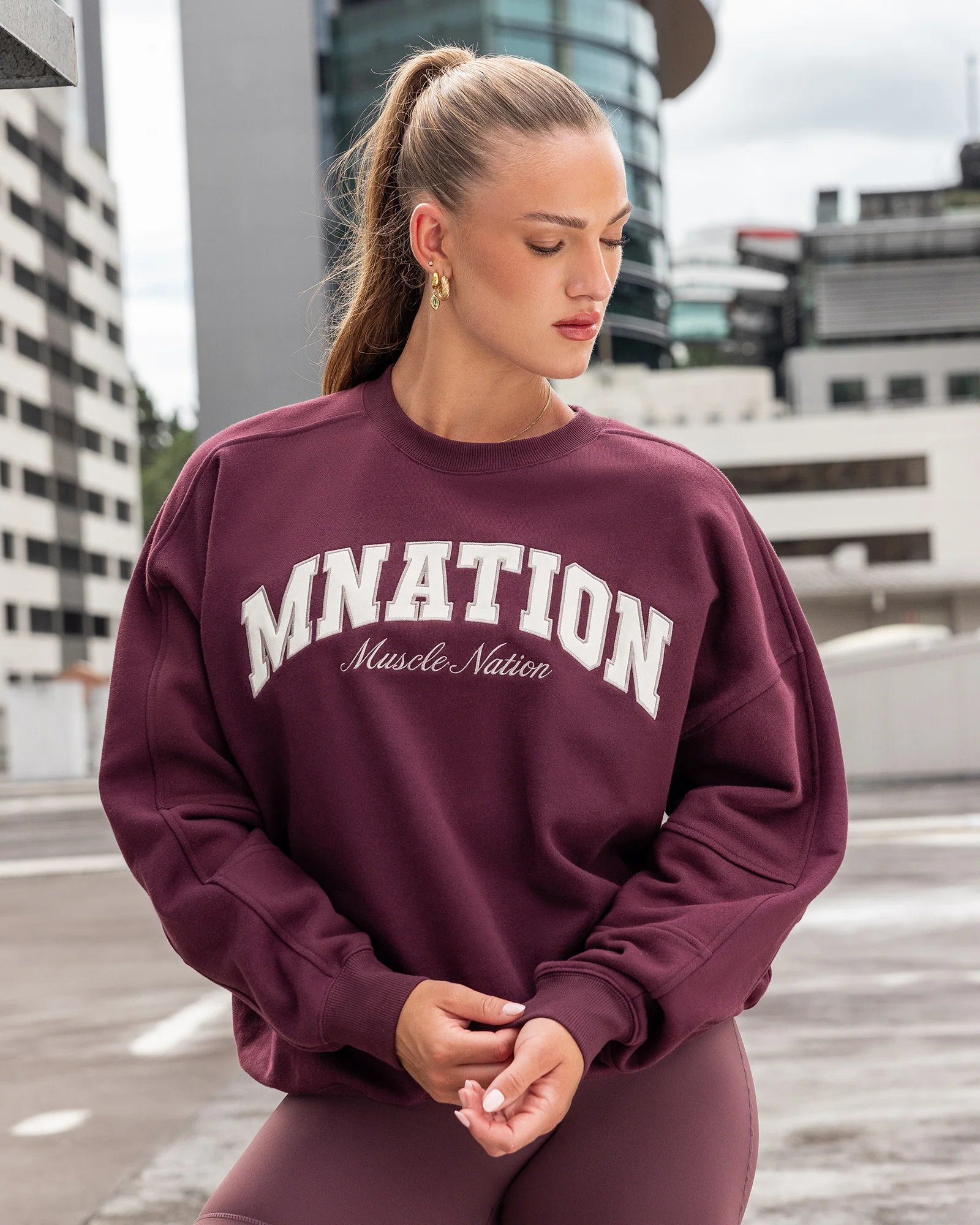 Studio Boxy Pullover - Dark Cherry