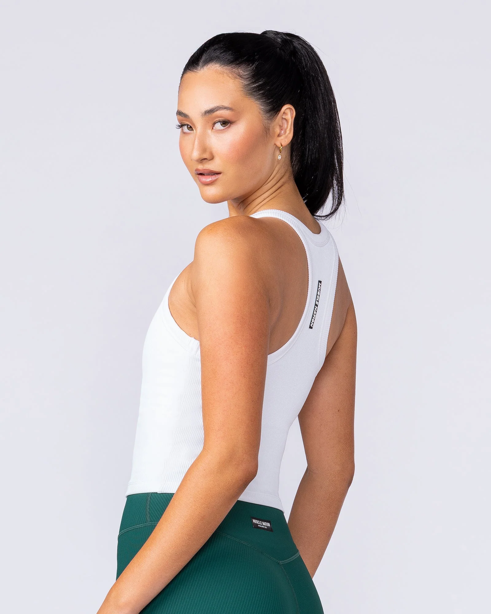 Stunner Rib Bra Tank - White - Image 2