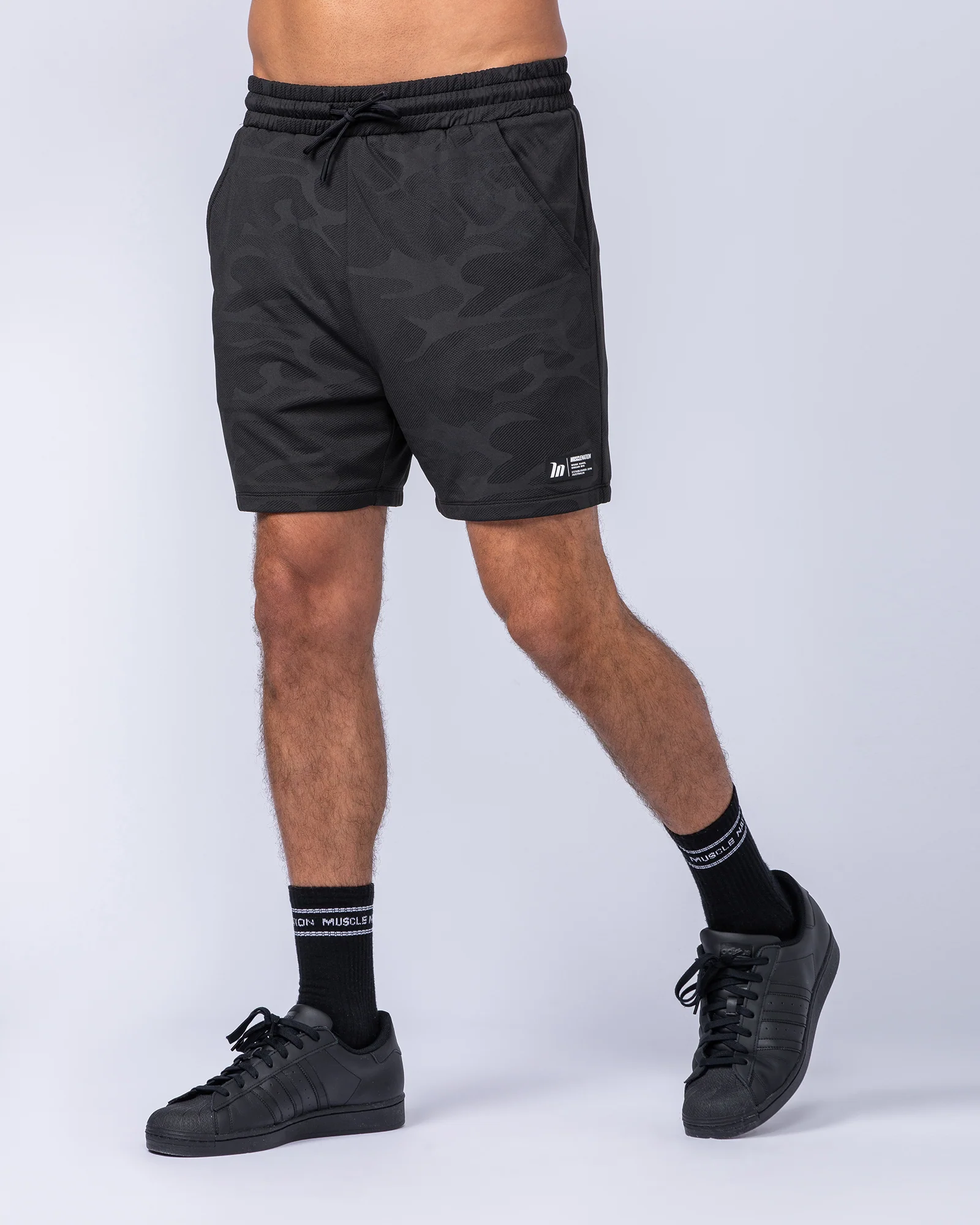 Tech Camo Lay Up 5" Shorts - Black Camo - Image 3