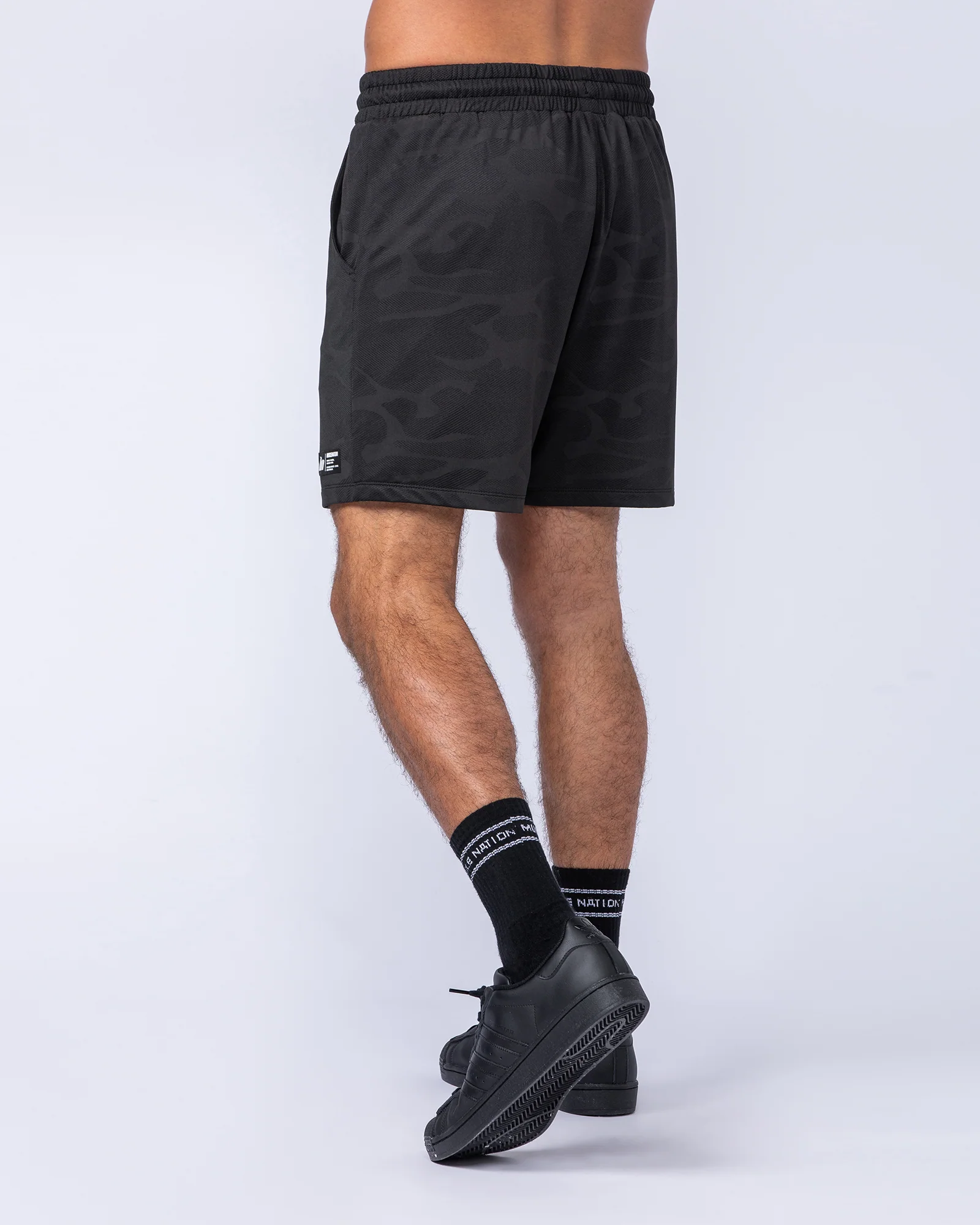 Tech Camo Lay Up 5" Shorts - Black Camo - Image 4