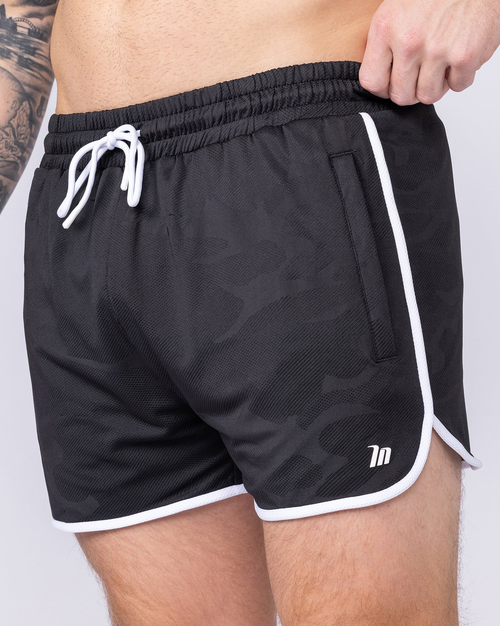 Tech Camo Retro Shorts - Black Camo - Image 6