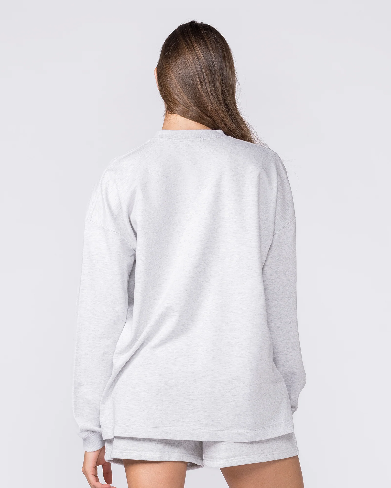 United Loopback Oversized Long Sleeve Top - Snow Grey Marl - Image 5