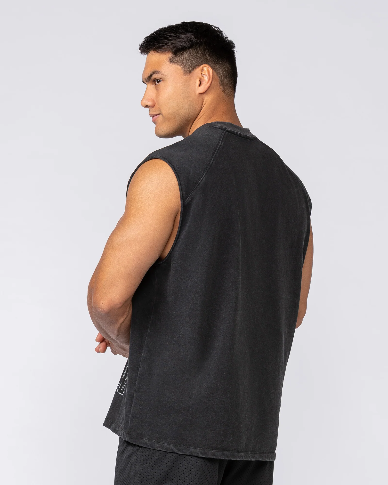Unleashed Oversized Vintage Boxy Muscle Tank - Washed Black - Image 3