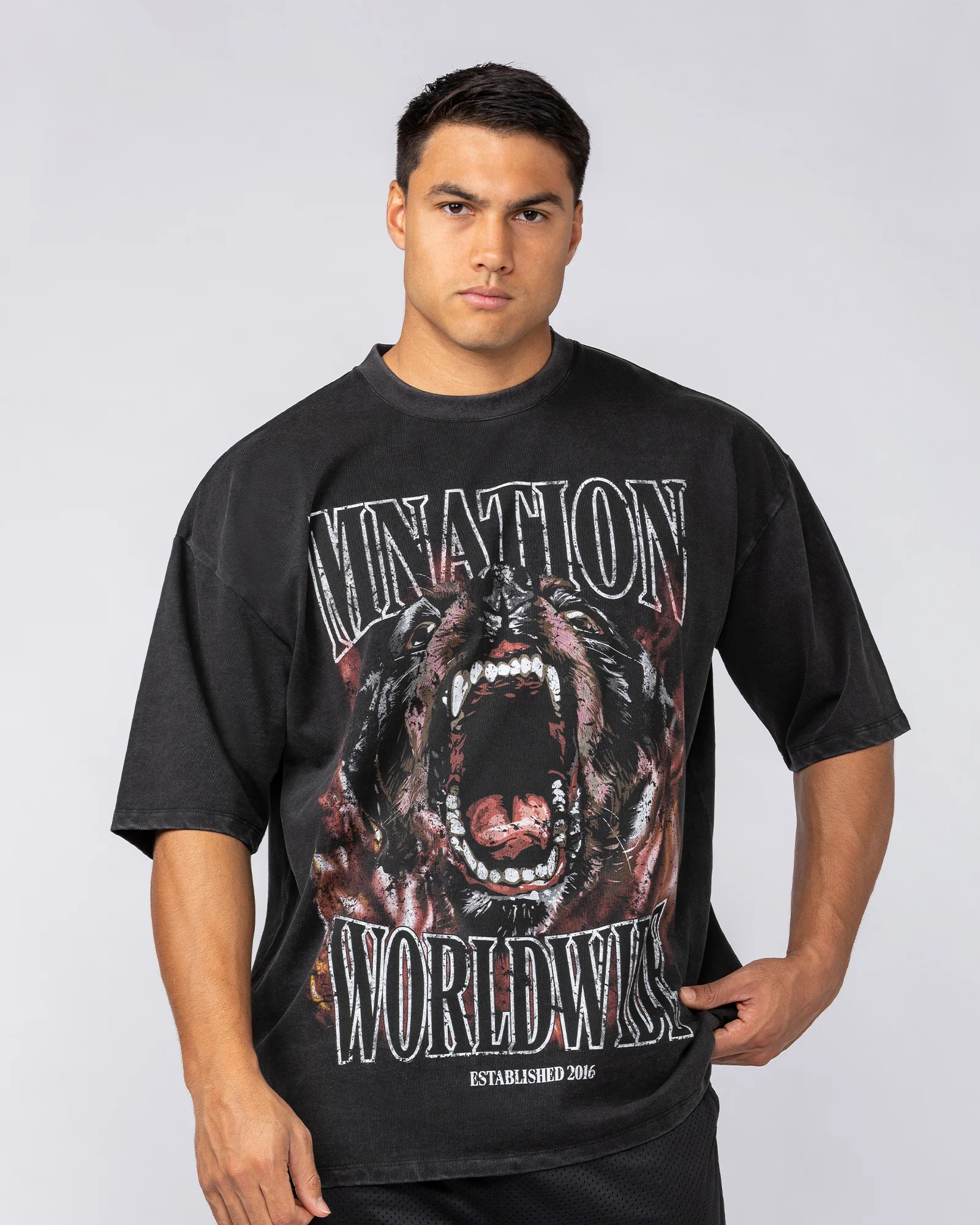 Unleashed Oversized Vintage Tee - Washed Black - Image 2