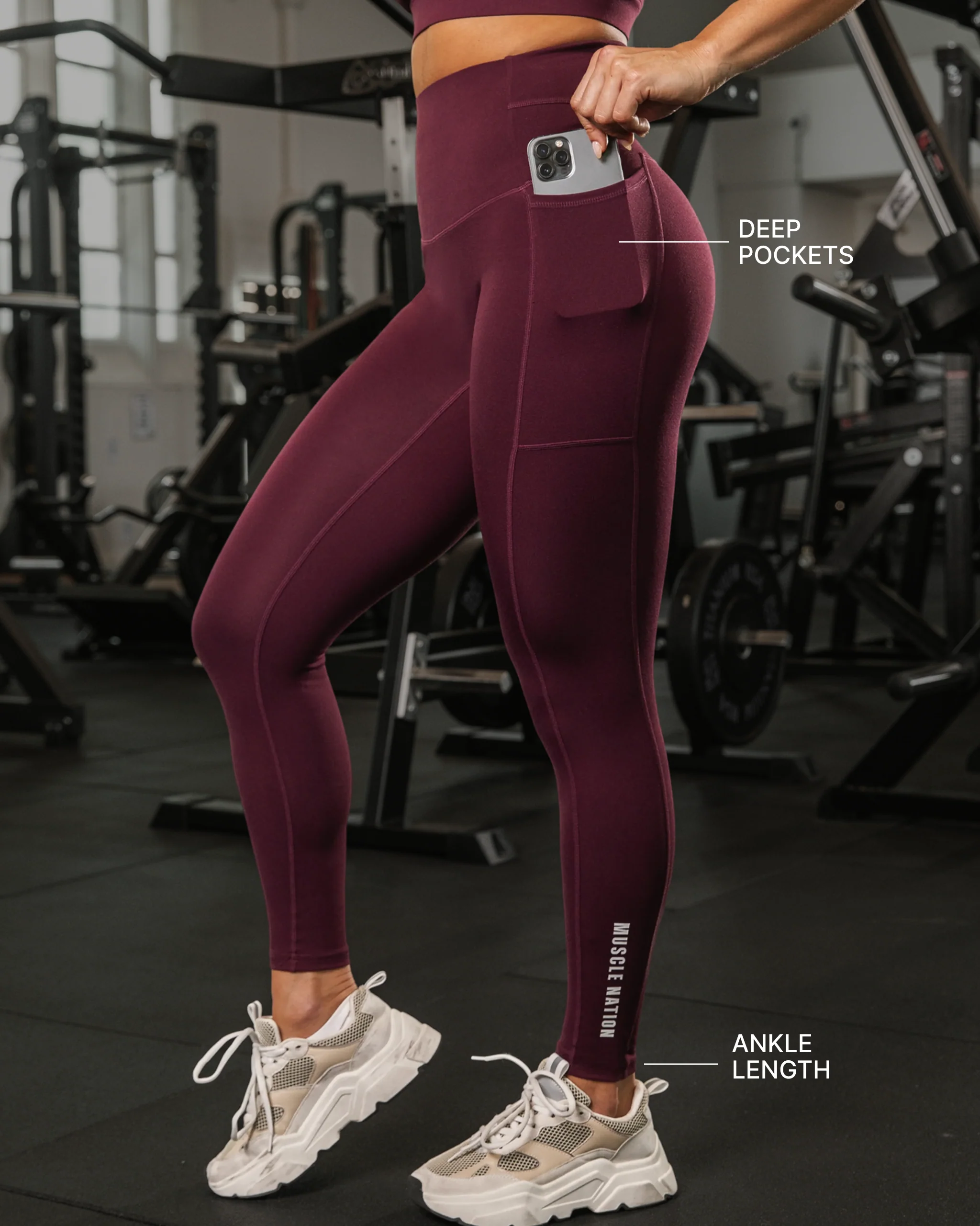 Unrivalled Everyday Pocket Ankle Leggings - Sangria - Image 5