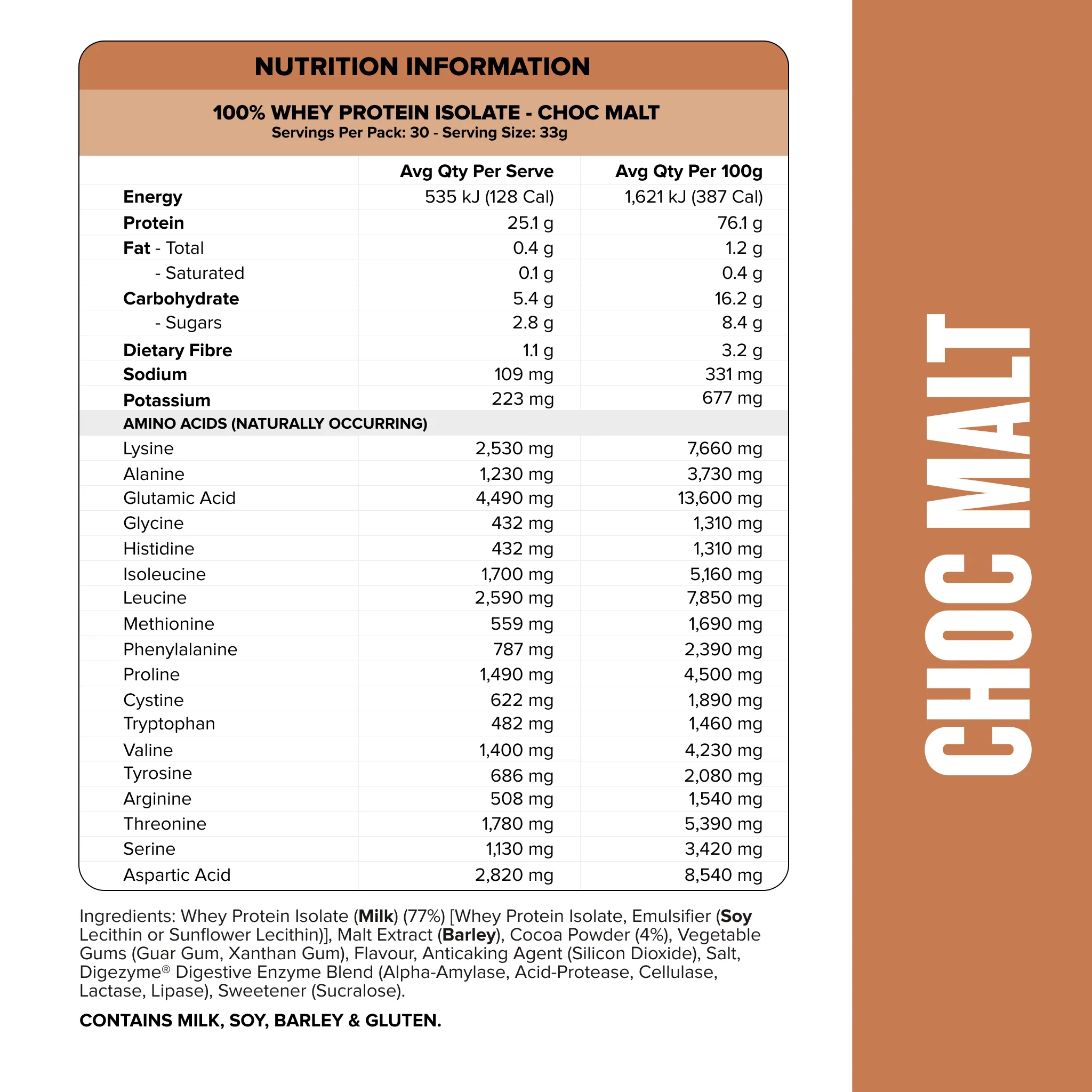 WHEY Protein Isolate - Choc Malt - 30 serves - Image 3