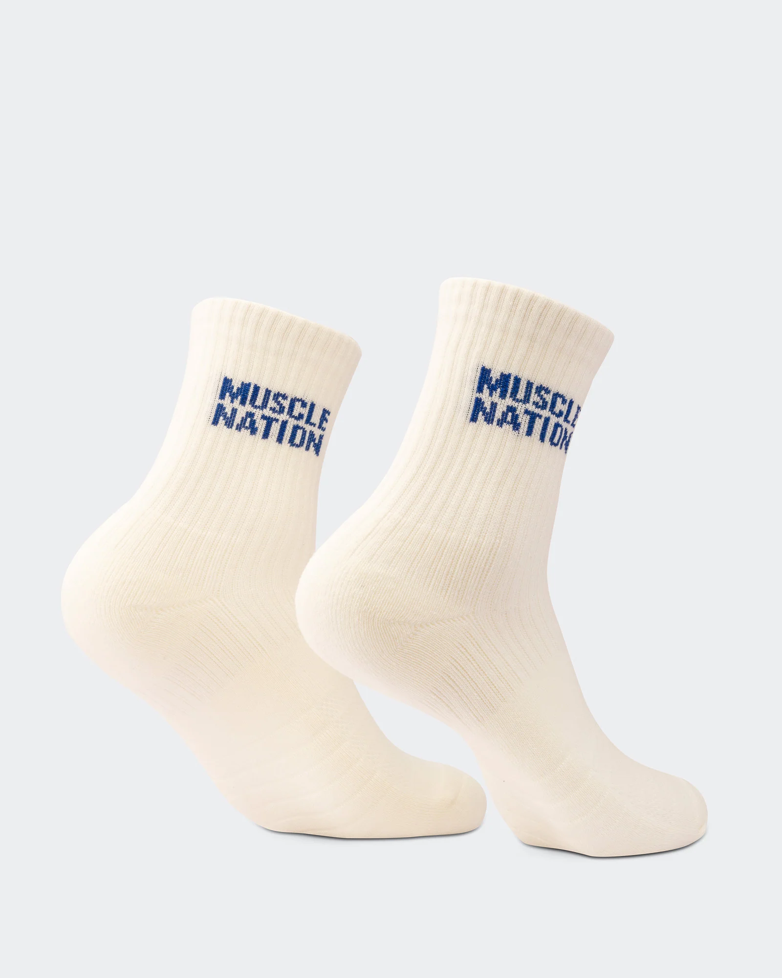 Womens Essential Crew Socks (3x Pack) - Navy / Hawaiian Blue / Off White - Image 3