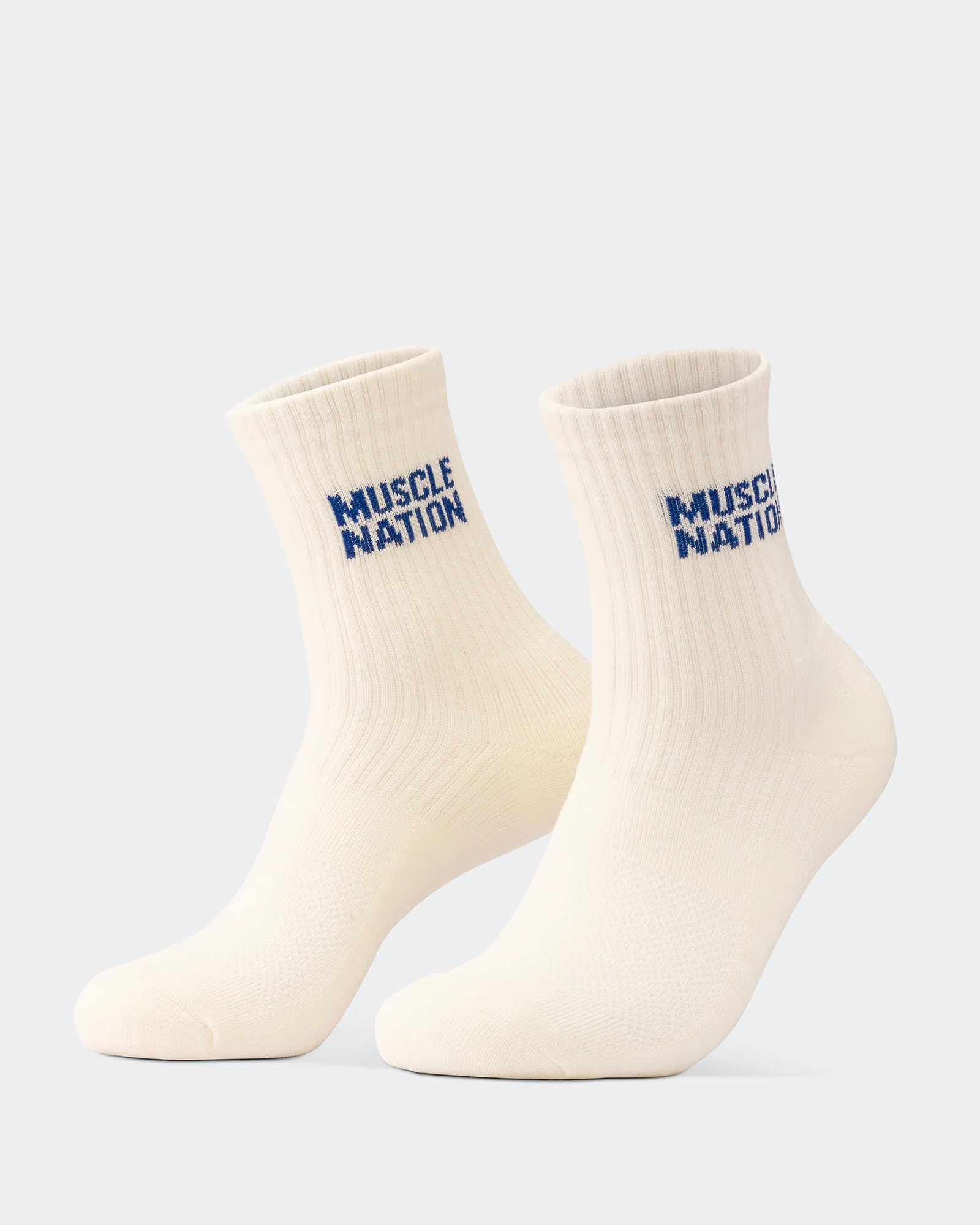 Womens Essential Crew Socks (3x Pack) - Navy / Hawaiian Blue / Off White - Image 5