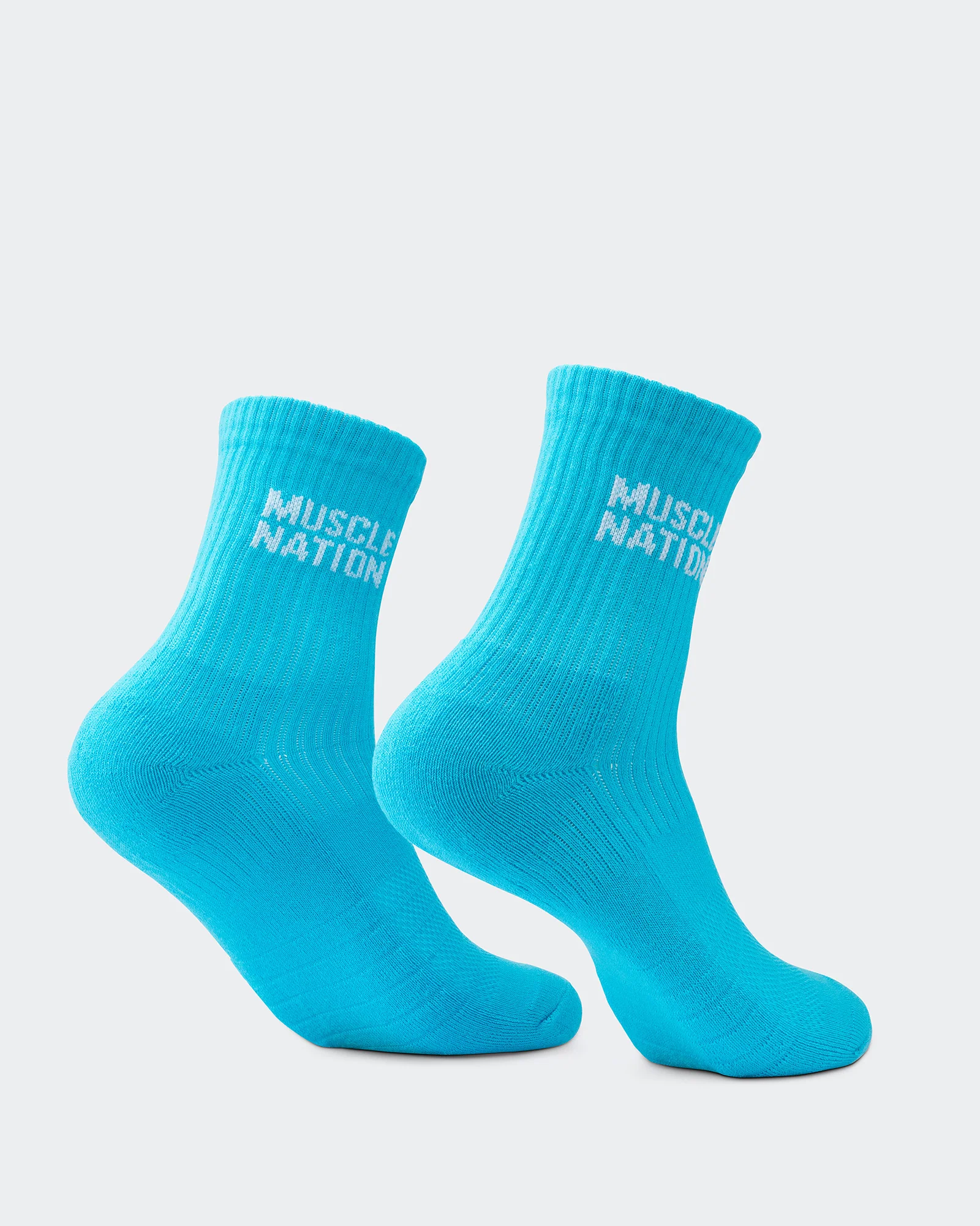Womens Essential Crew Socks (3x Pack) - Navy / Hawaiian Blue / Off White - Image 6