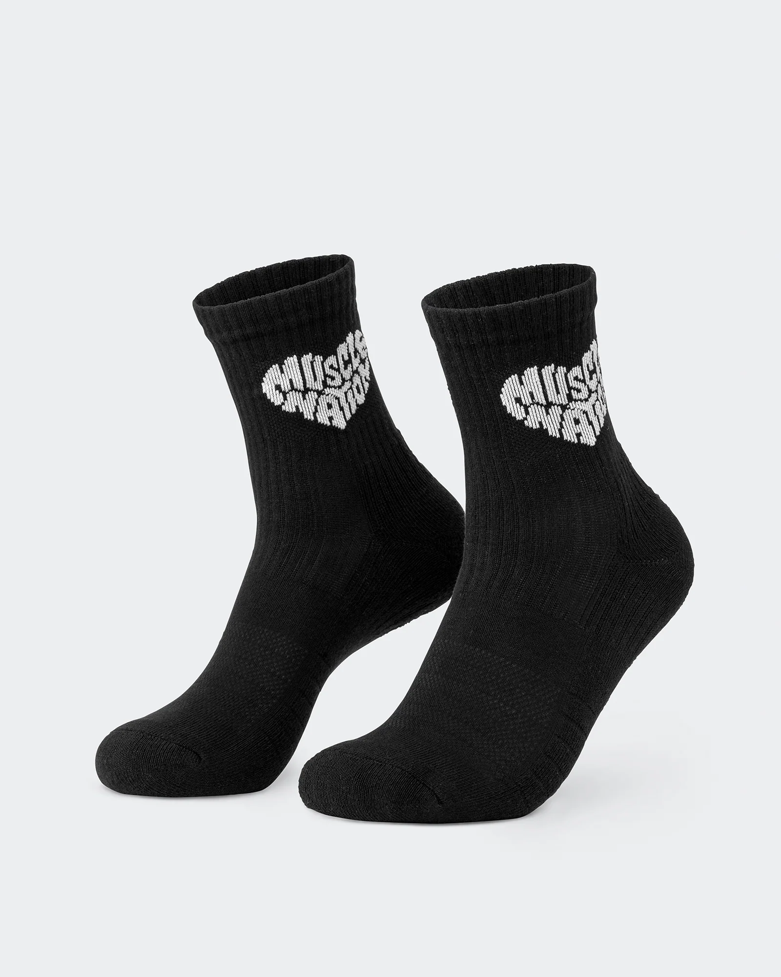 Womens Heart Crew Sock (2x Pack) - White/ Black - Image 3