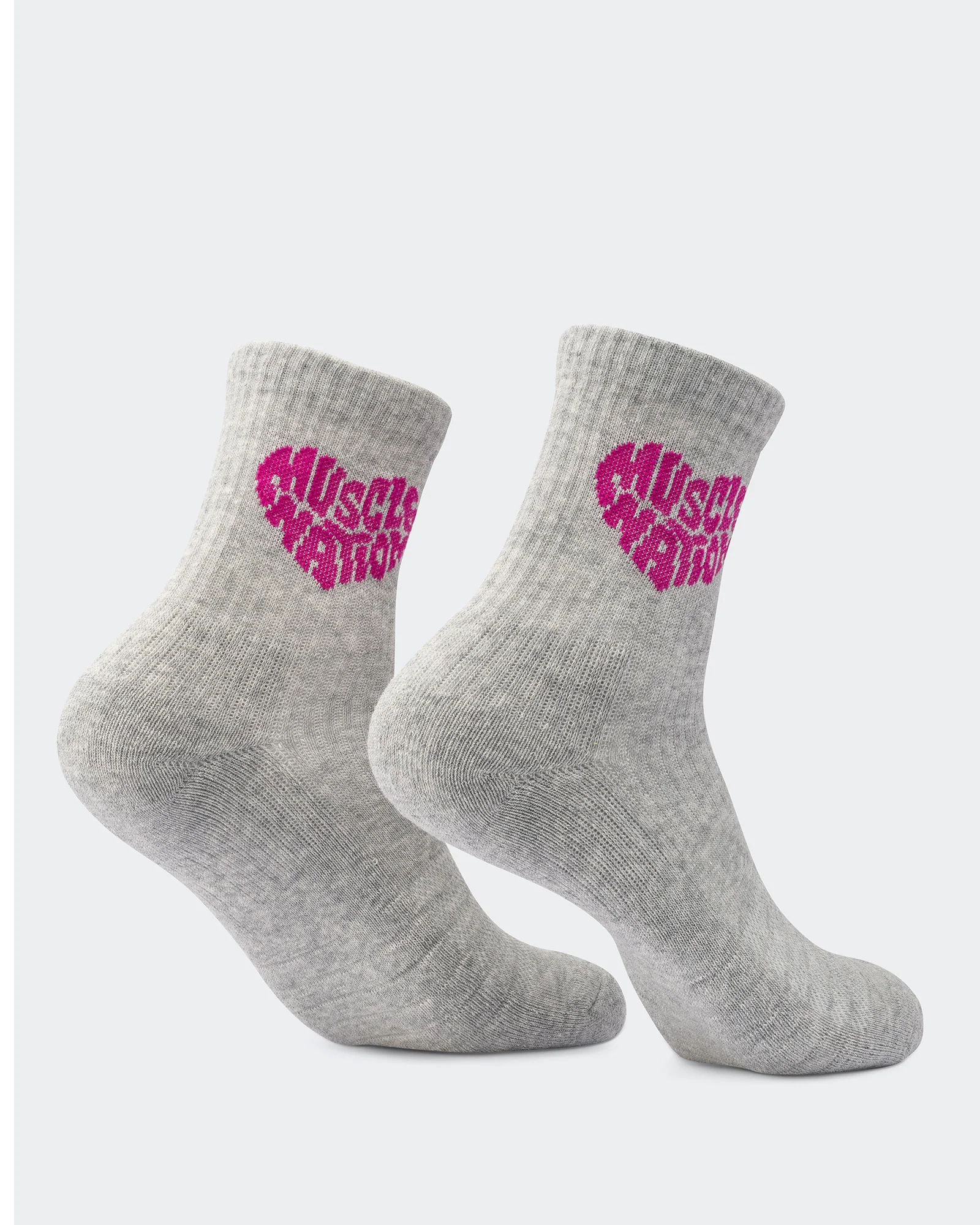 Womens Heart Crew Sock (2X Pack) - White / Grey Marl - Image 3