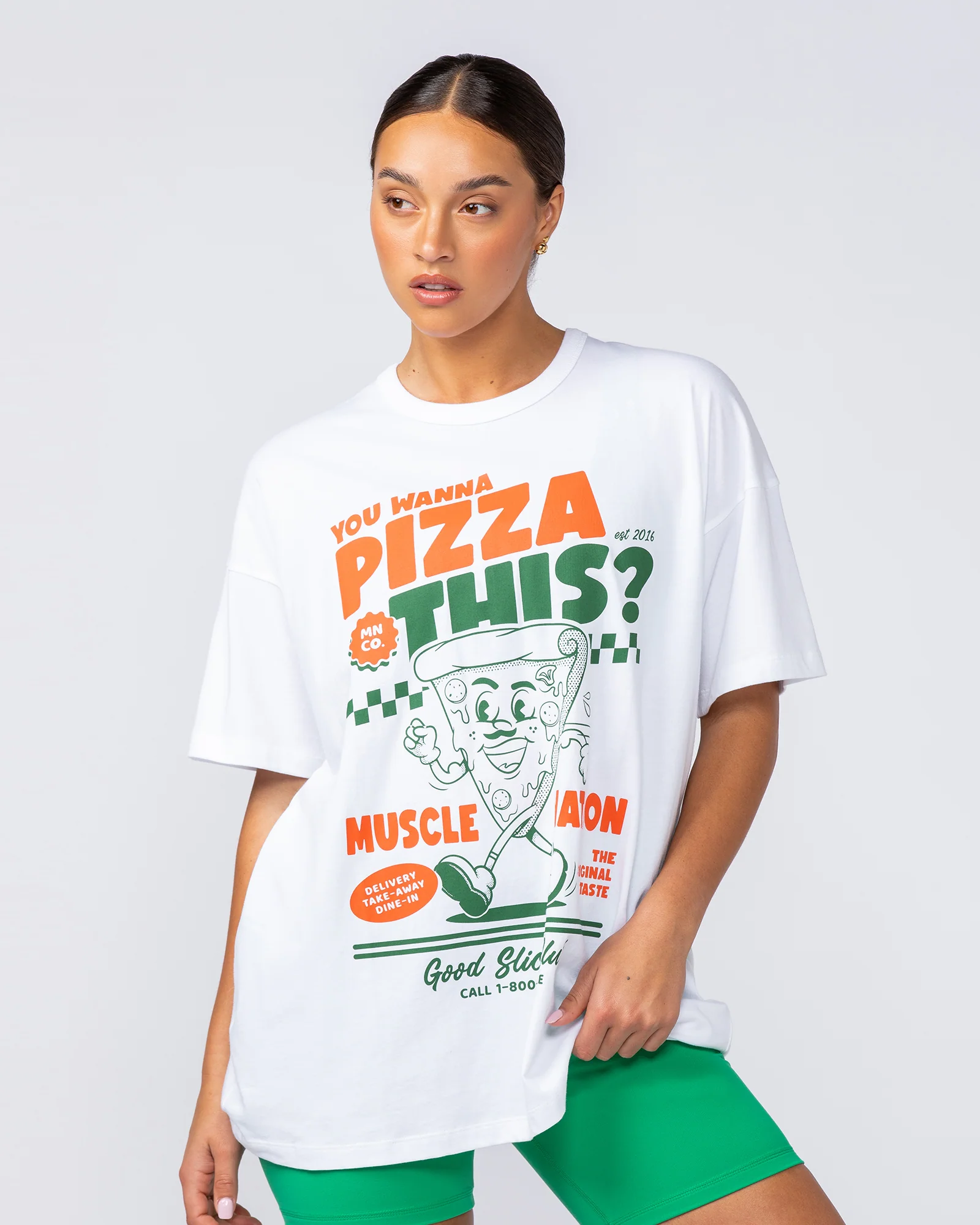 Womens Pizza This Oversized Tee - White - Image 2